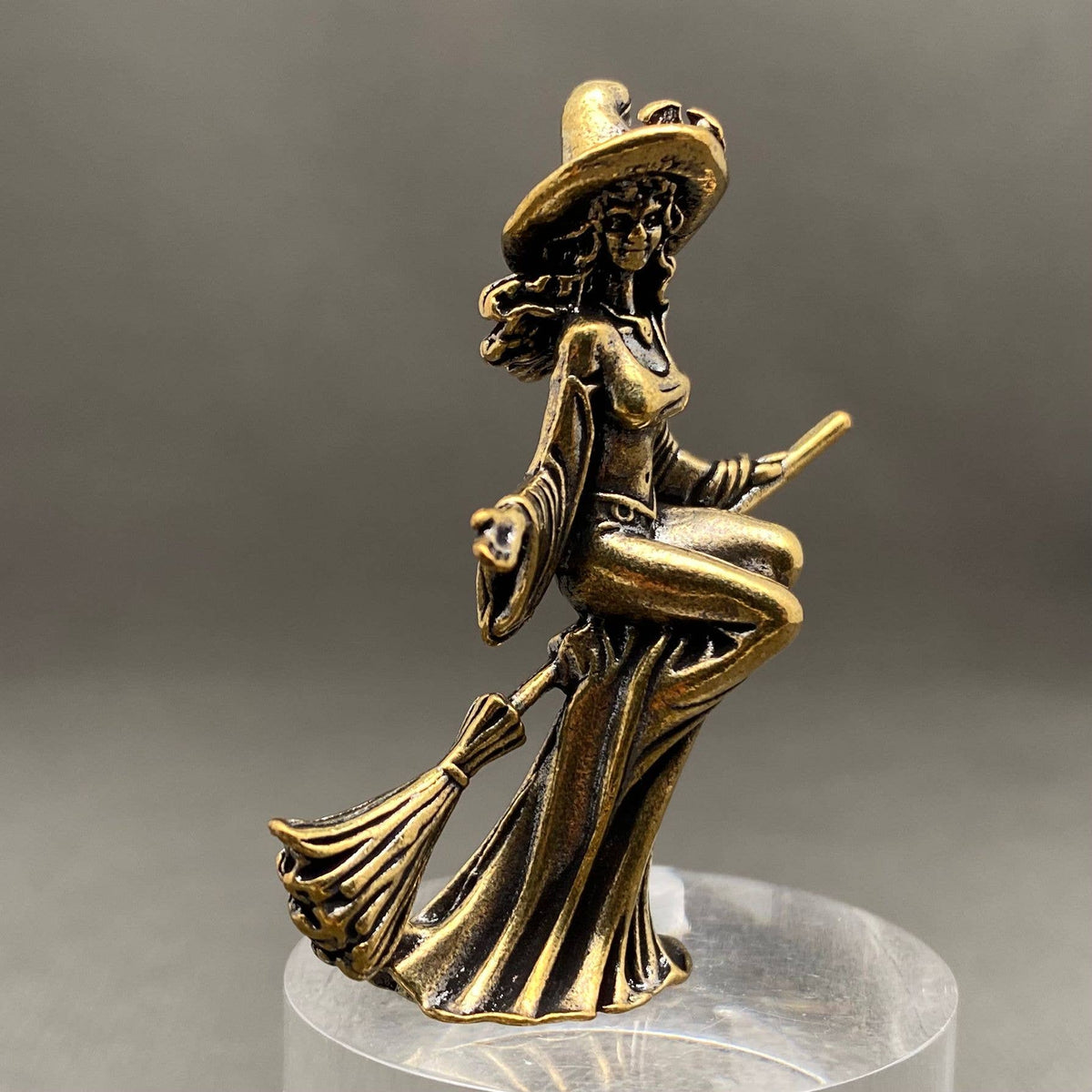 Brass witch figurine decorative curio