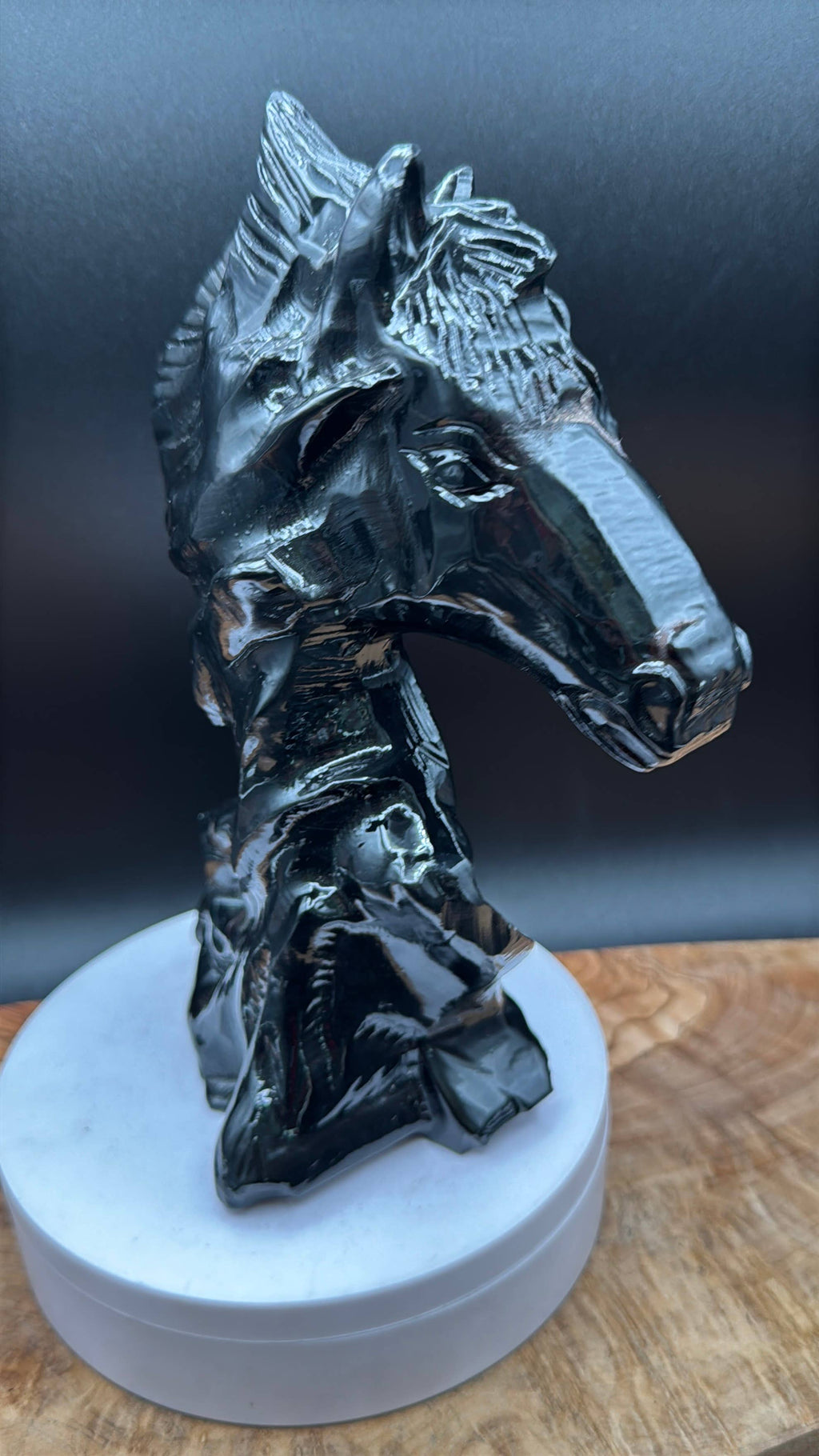 Black Jasper Horse Bust | Hand Carved