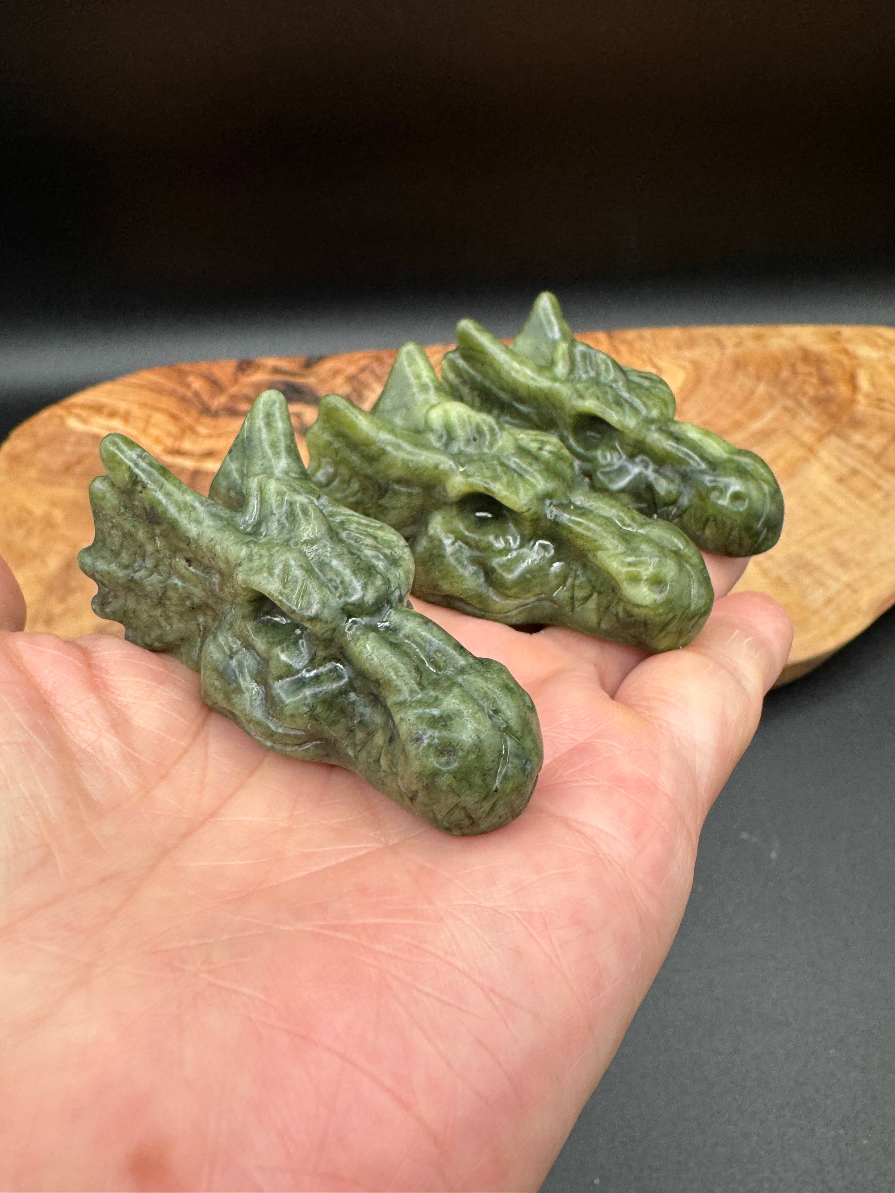 Serpentine Dragon Head Carving | 2.3" | Intuitively Chosen