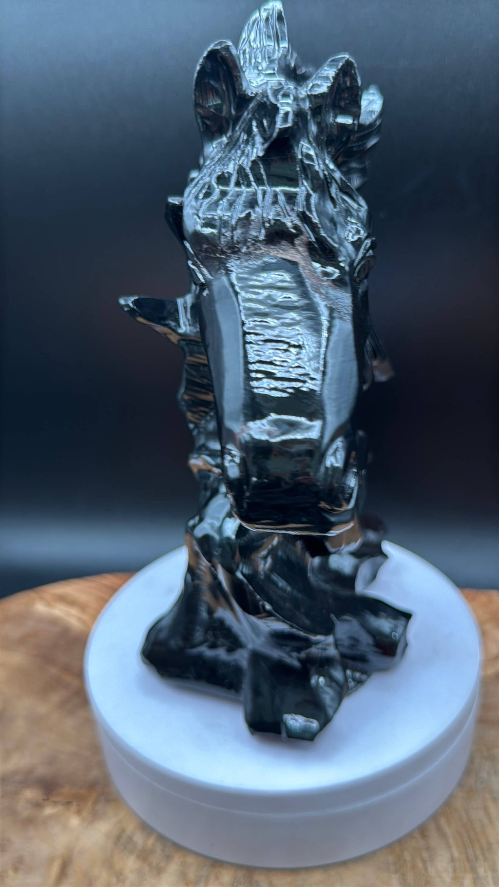 Black Jasper Horse Bust | Hand Carved