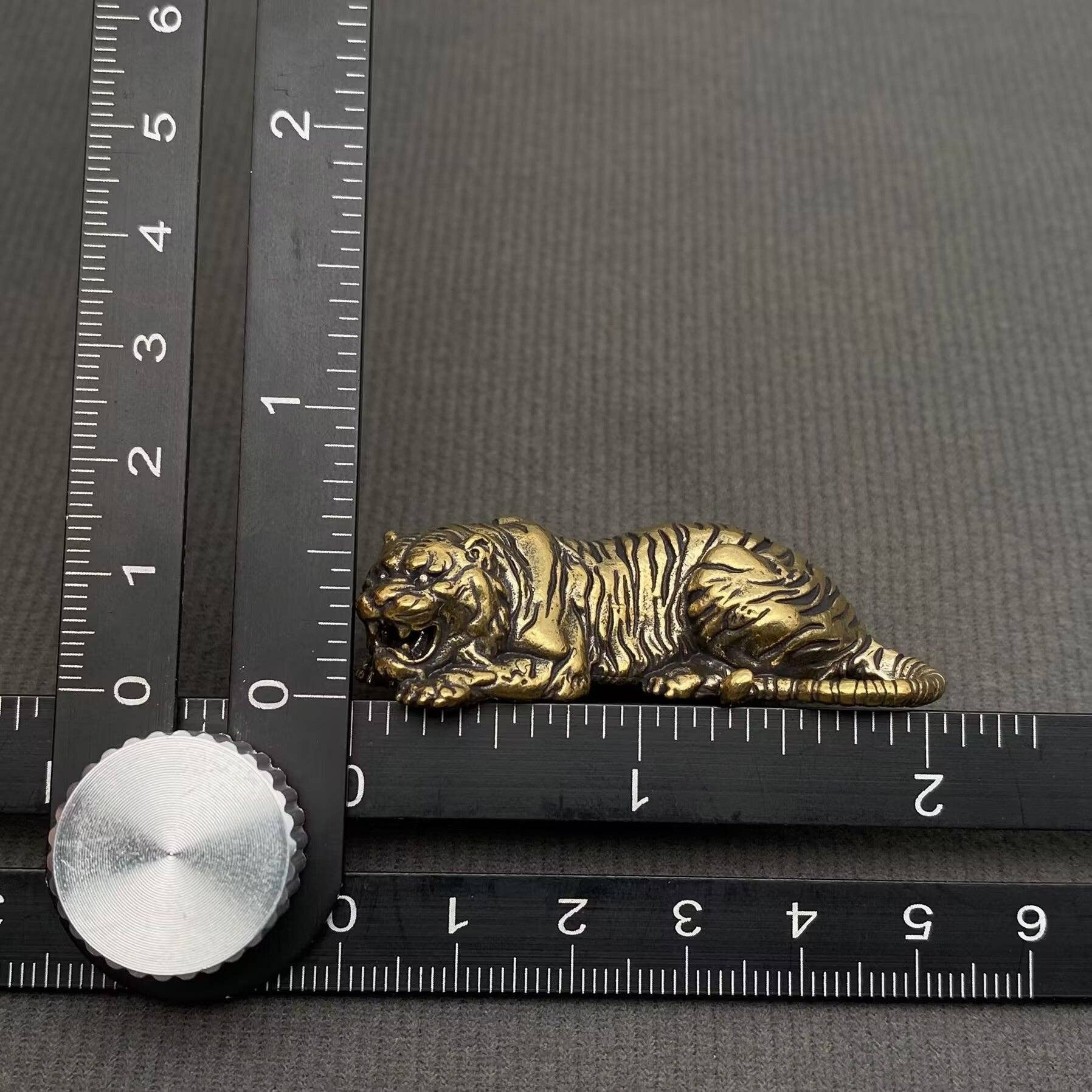 Solid Brass Resting Tiger Figurine