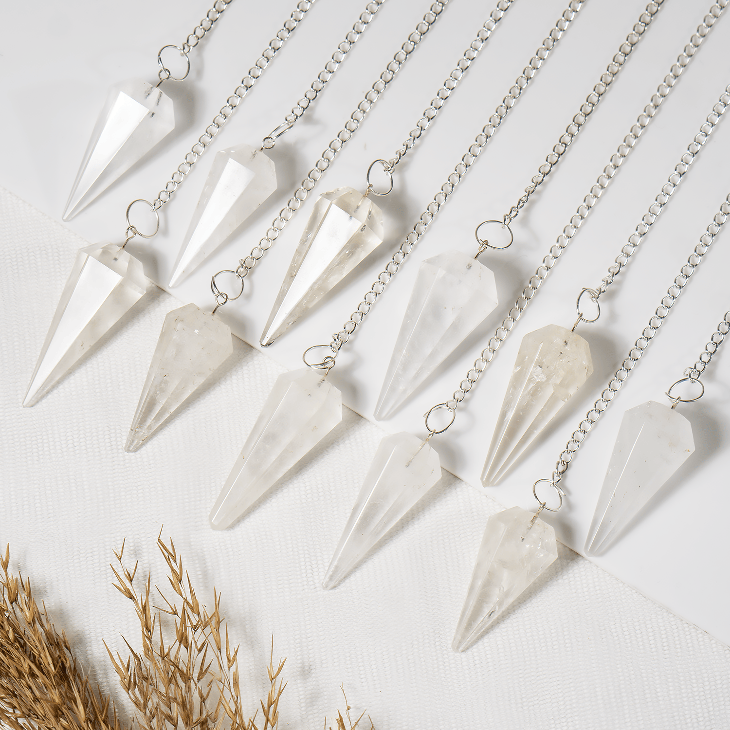 Clear Quartz Pendulum | Faceted Gemstone Dowsing Pendulum