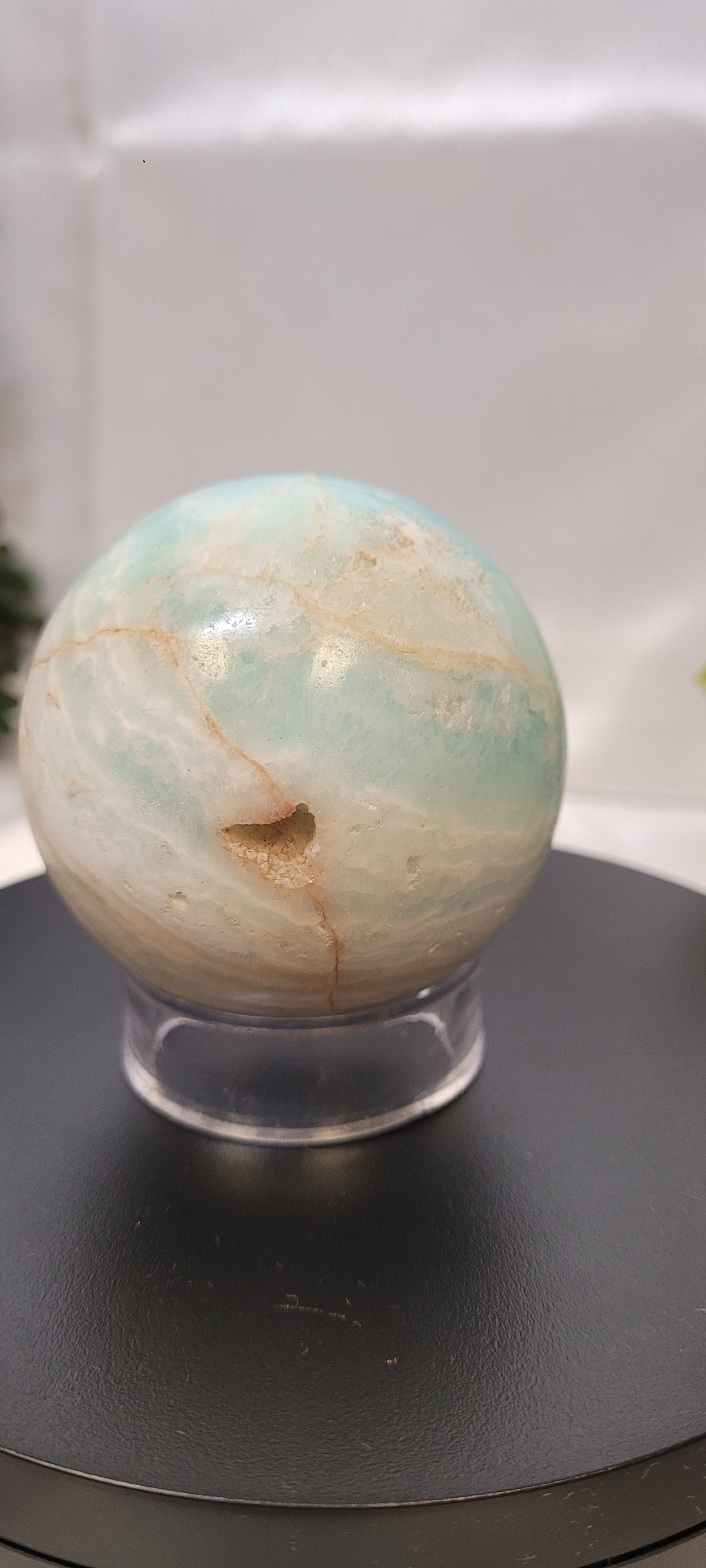 Caribbean Calcite Sphere ~Seafoam Veil