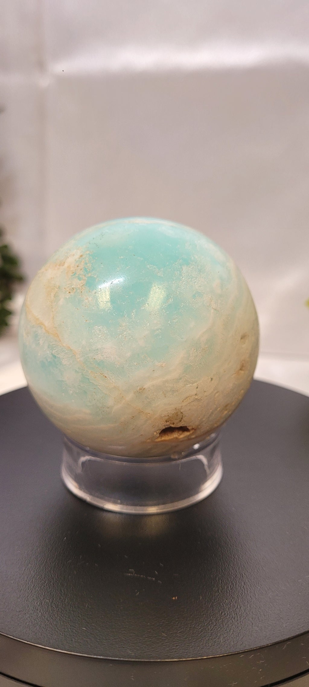 Caribbean Calcite Sphere ~Seafoam Veil