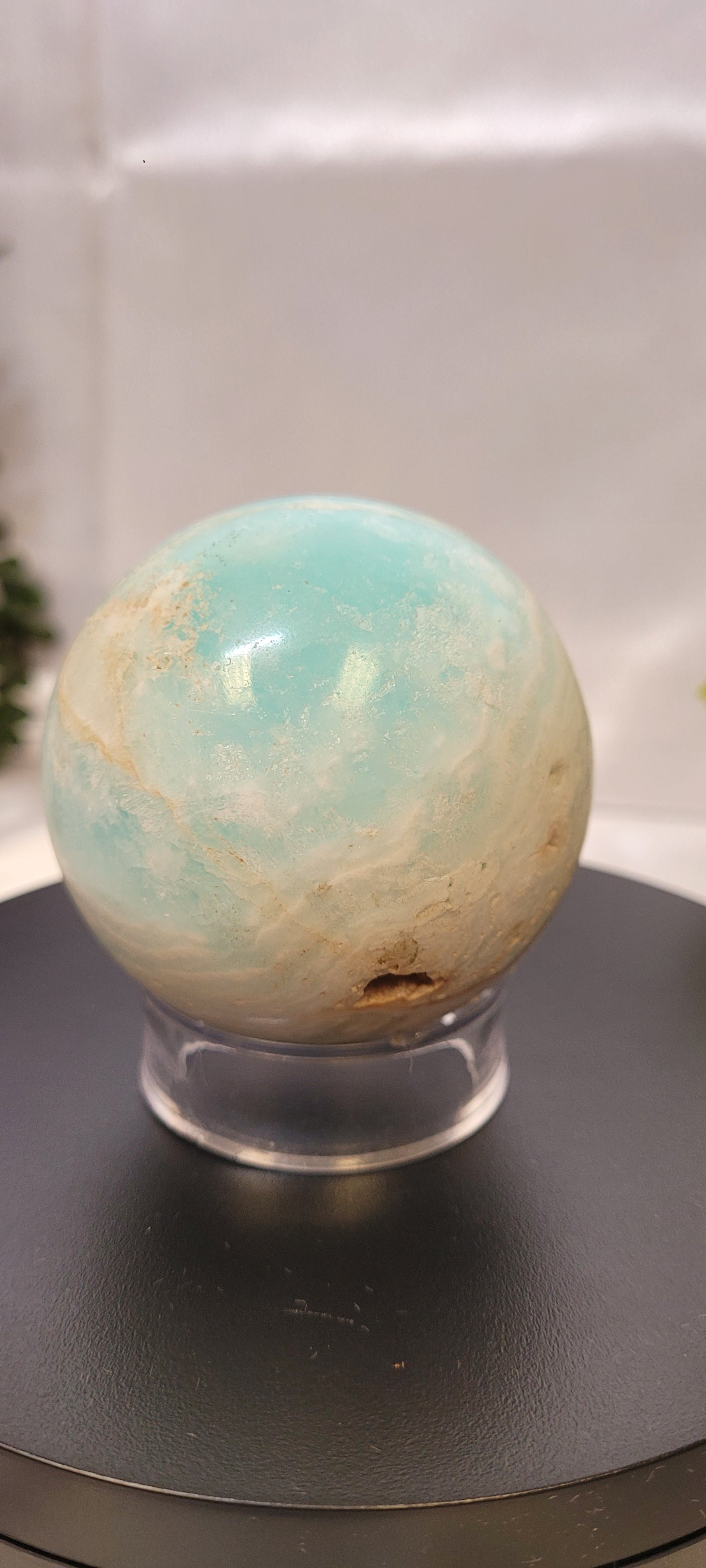 Caribbean Calcite Sphere ~Seafoam Veil
