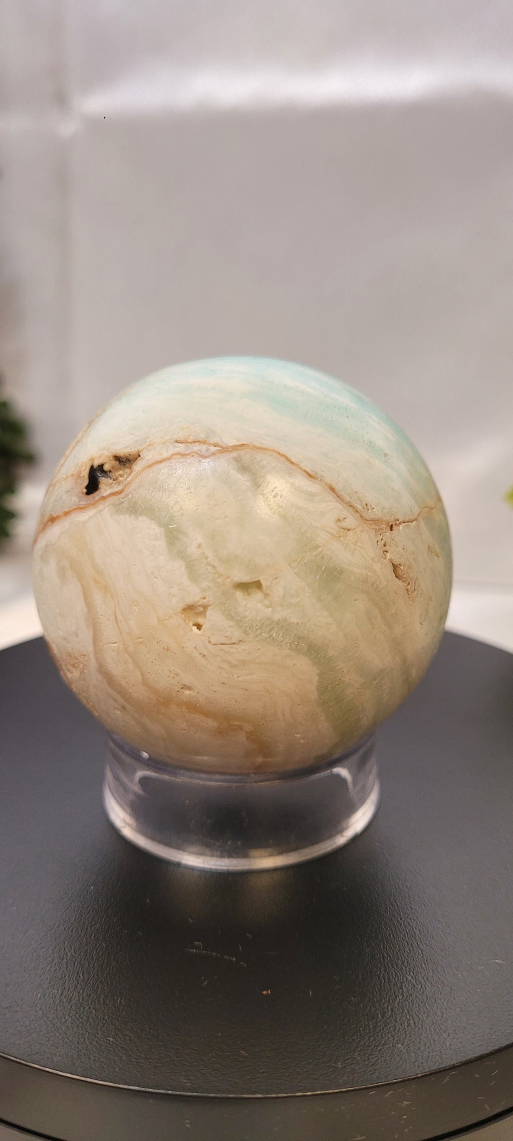 Caribbean Calcite Sphere ~Seafoam Veil