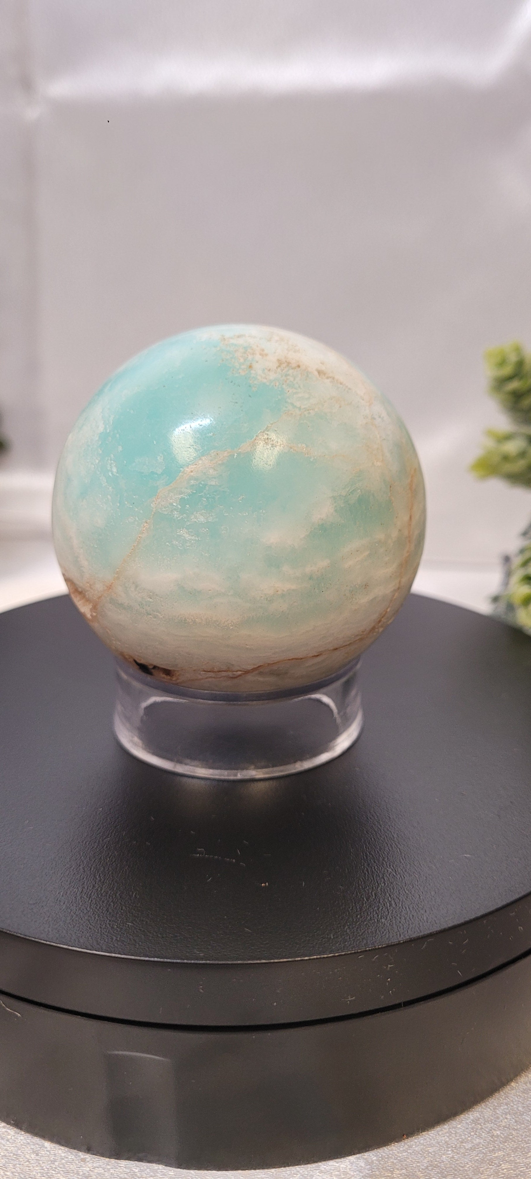 Caribbean Calcite Sphere ~Seafoam Veil