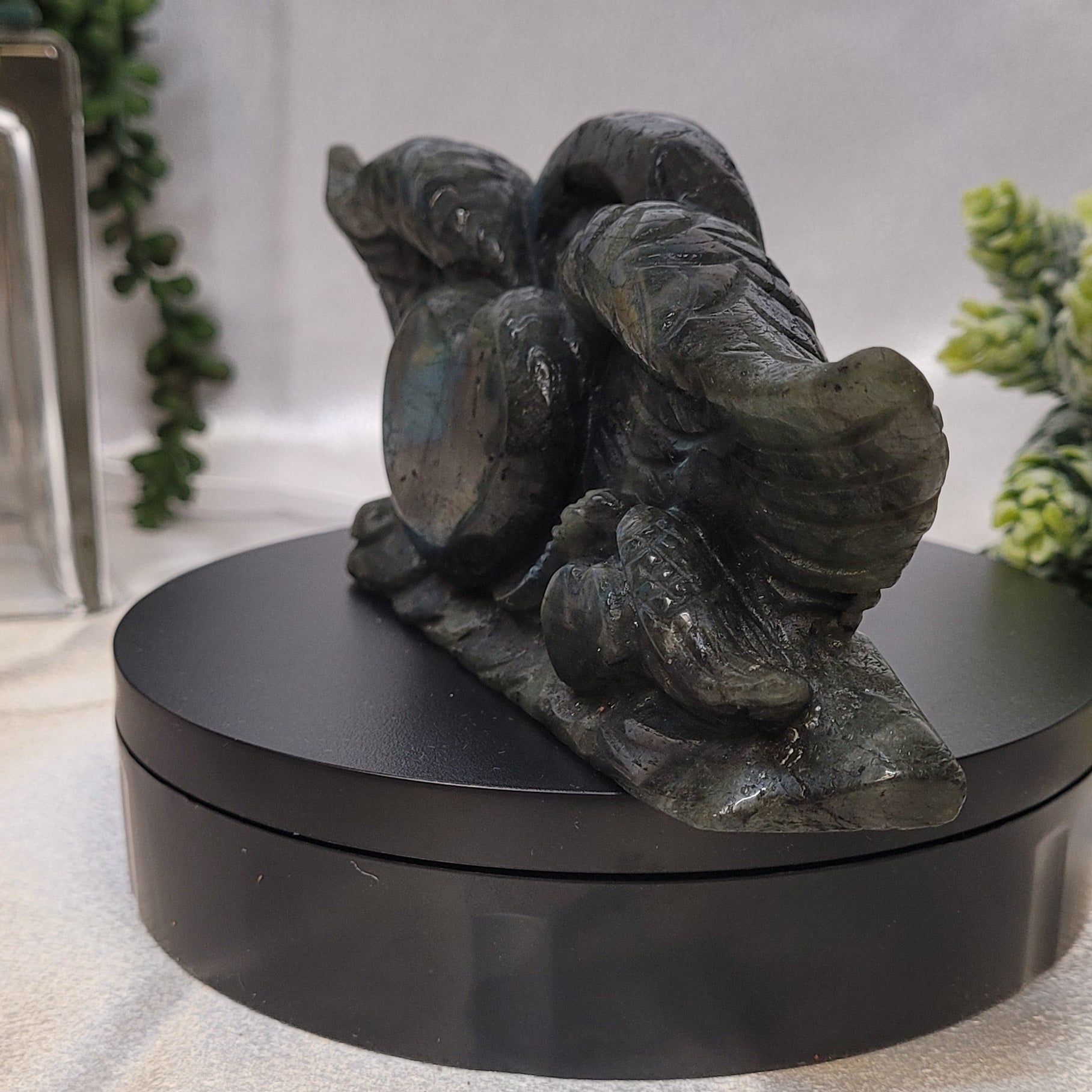 Labradorite Heart Carving ~Celestial Wings •