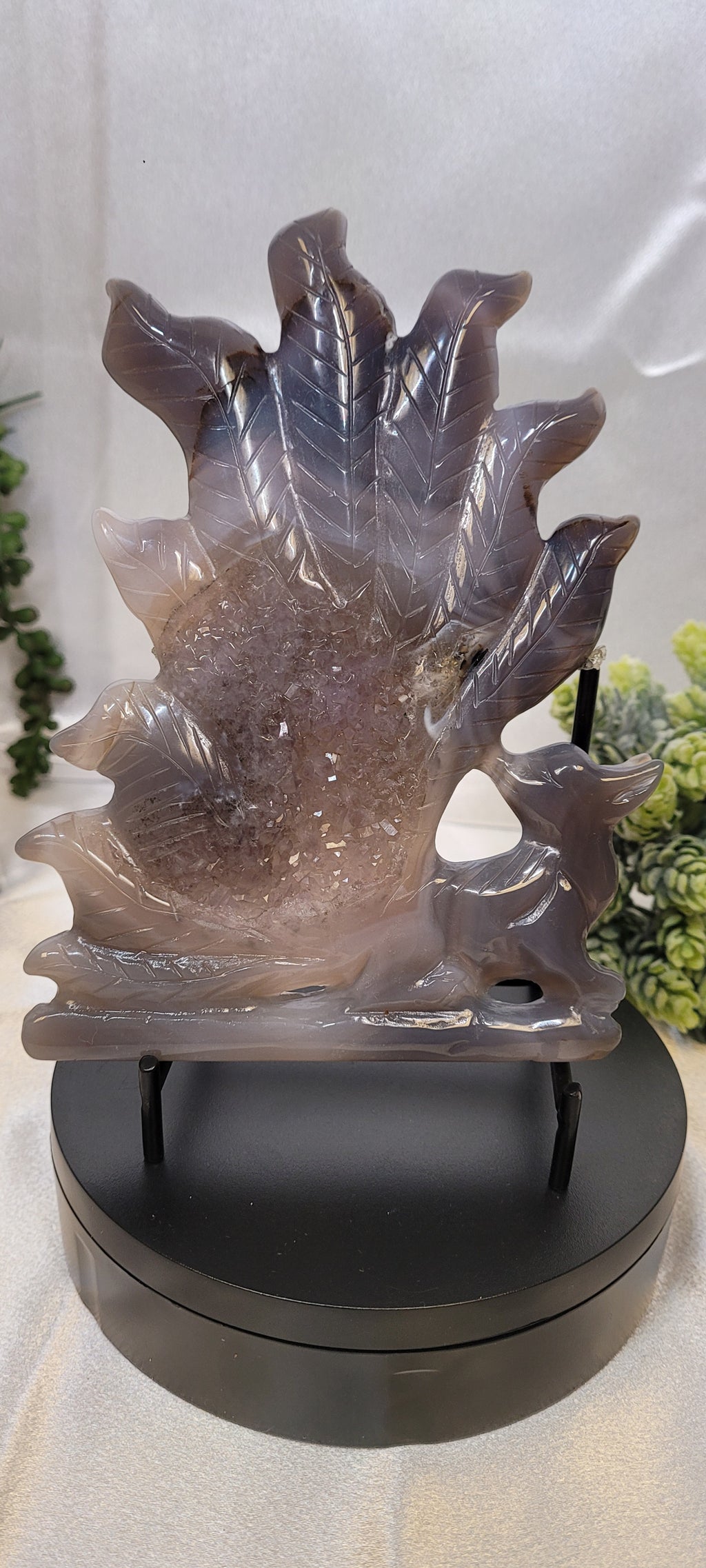 Druzy Agate Nine-Tailed Fox ~ The Veiled Kitsune •