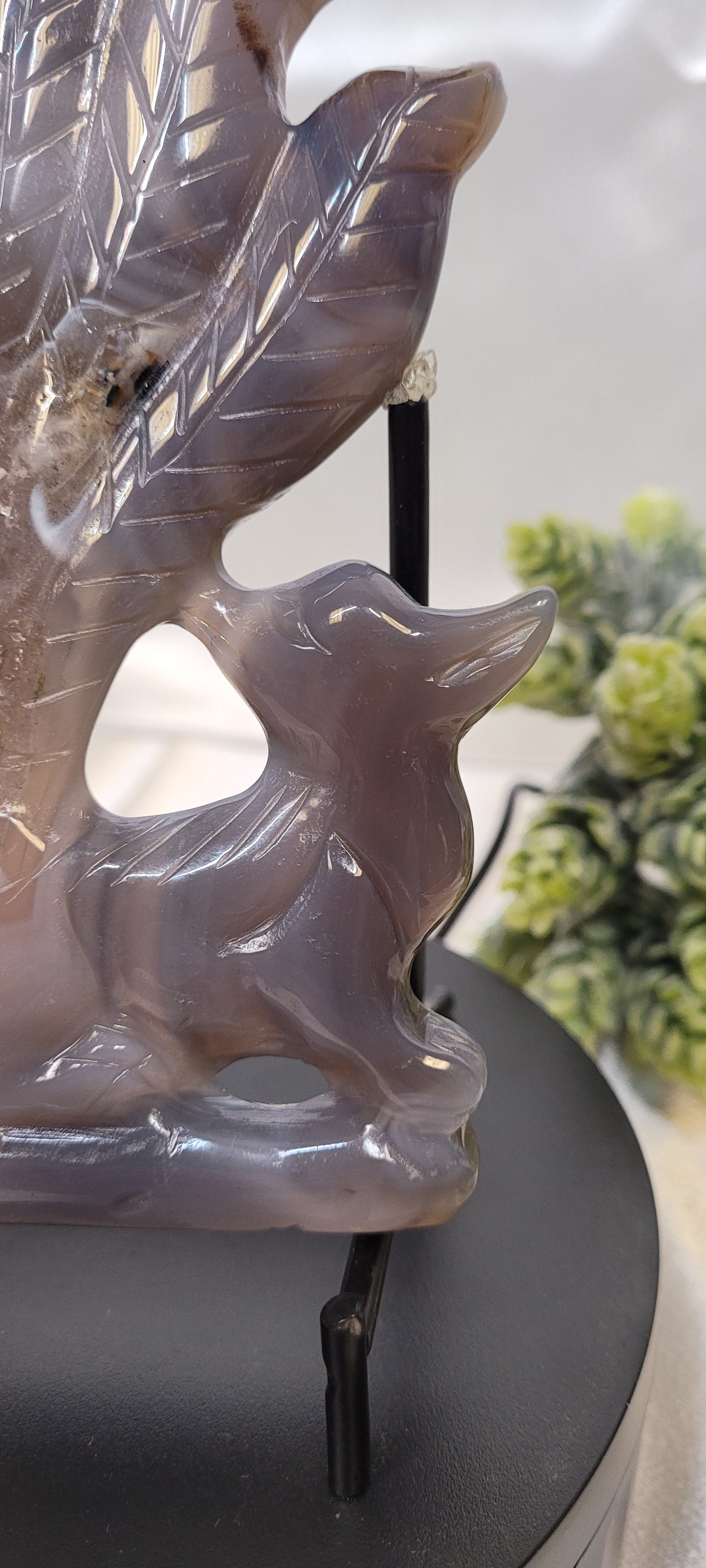 Druzy Agate Nine-Tailed Fox ~ The Veiled Kitsune •
