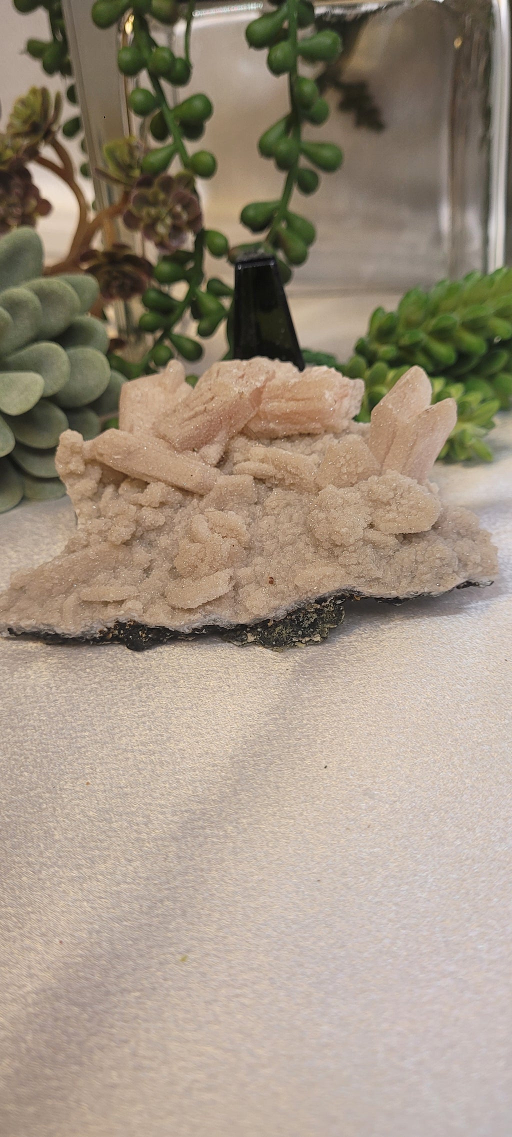 Peach Stilbite & Druzy Quartz Specimen