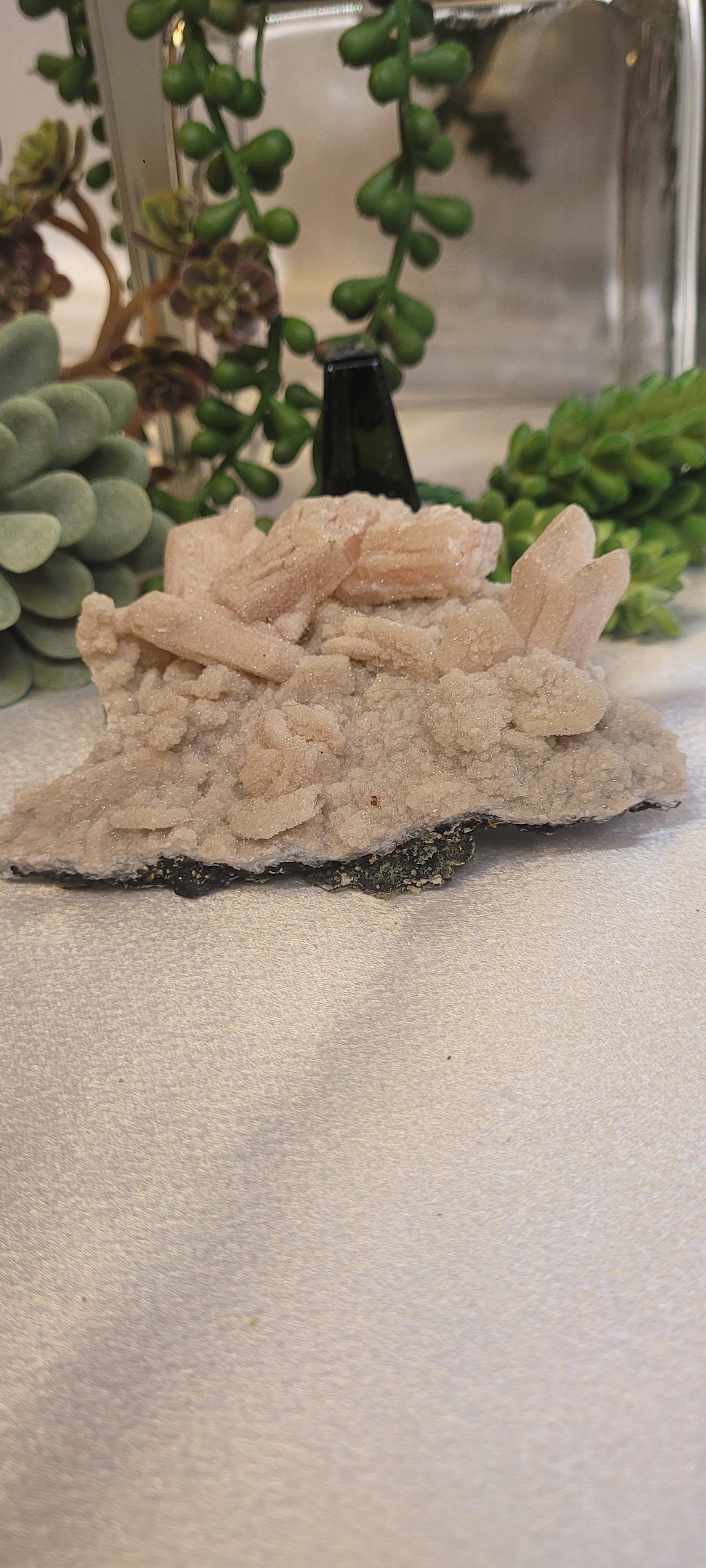 Peach Stilbite & Druzy Quartz Specimen