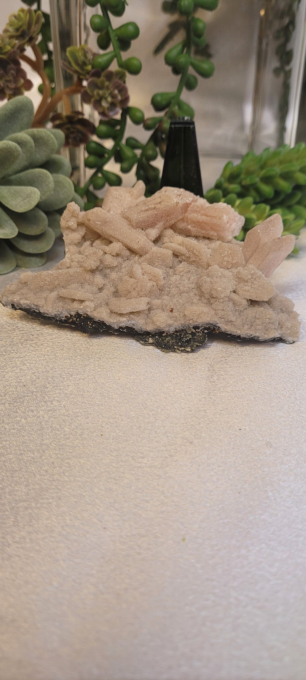 Peach Stilbite & Druzy Quartz Specimen