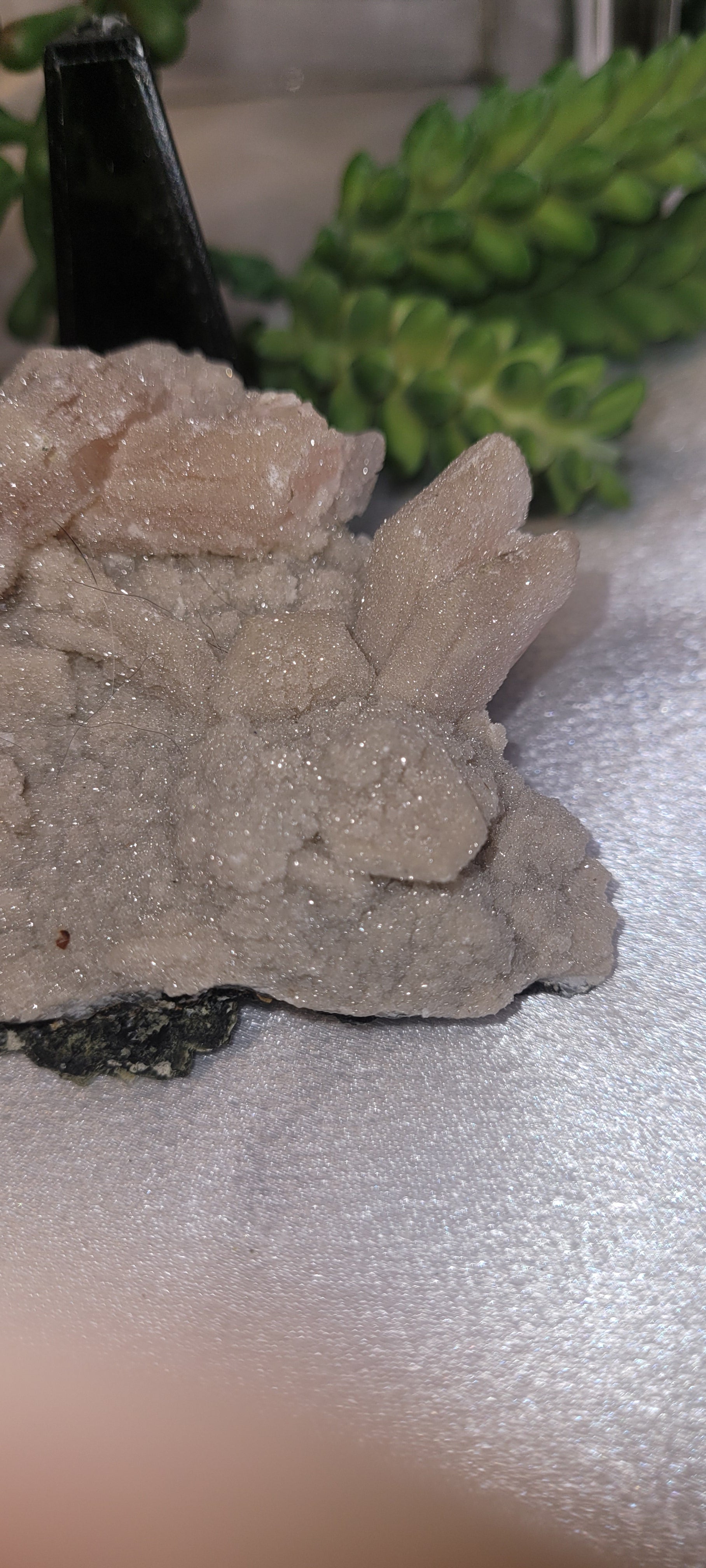 Peach Stilbite & Druzy Quartz Specimen