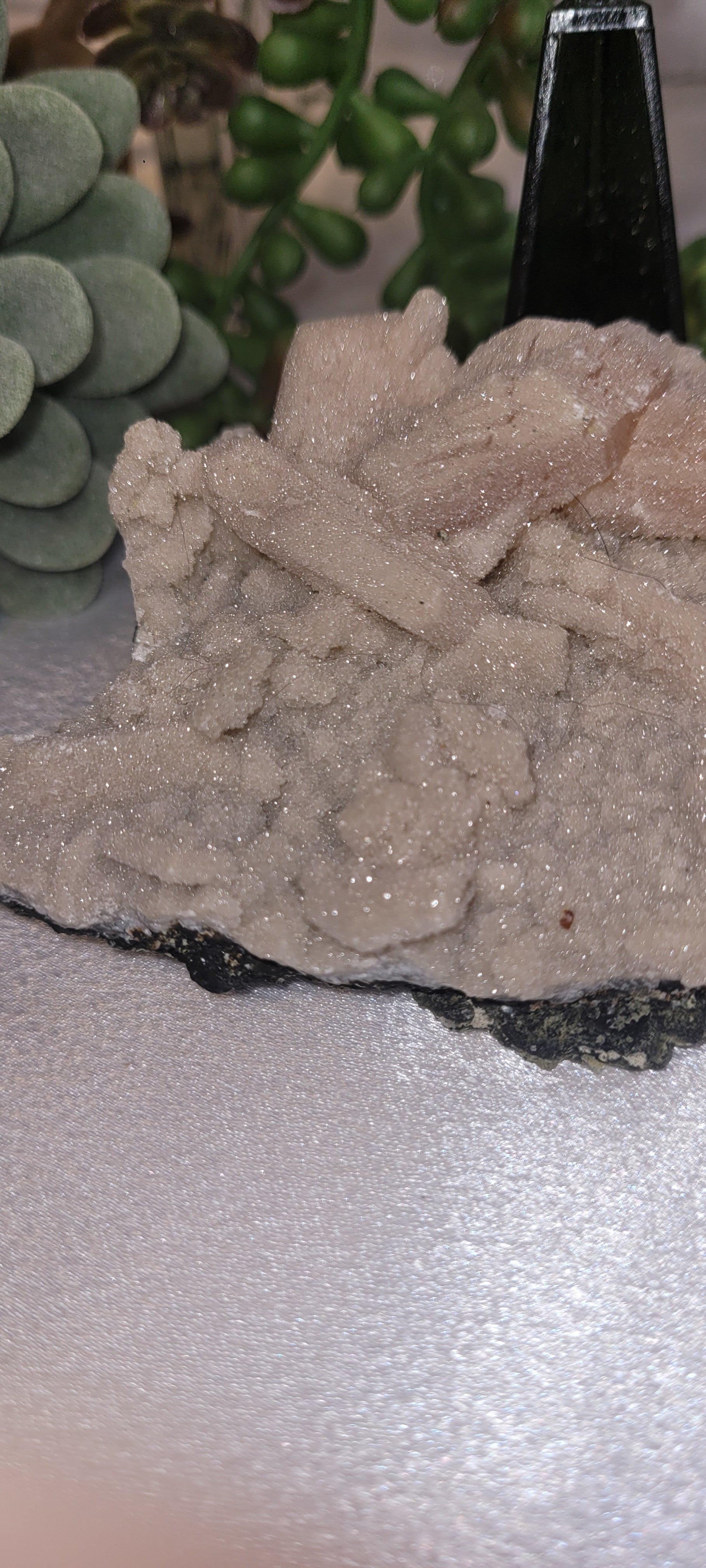 Peach Stilbite & Druzy Quartz Specimen