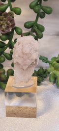 Blush Druzy Quartz Specimen on Acrylic Display Stand