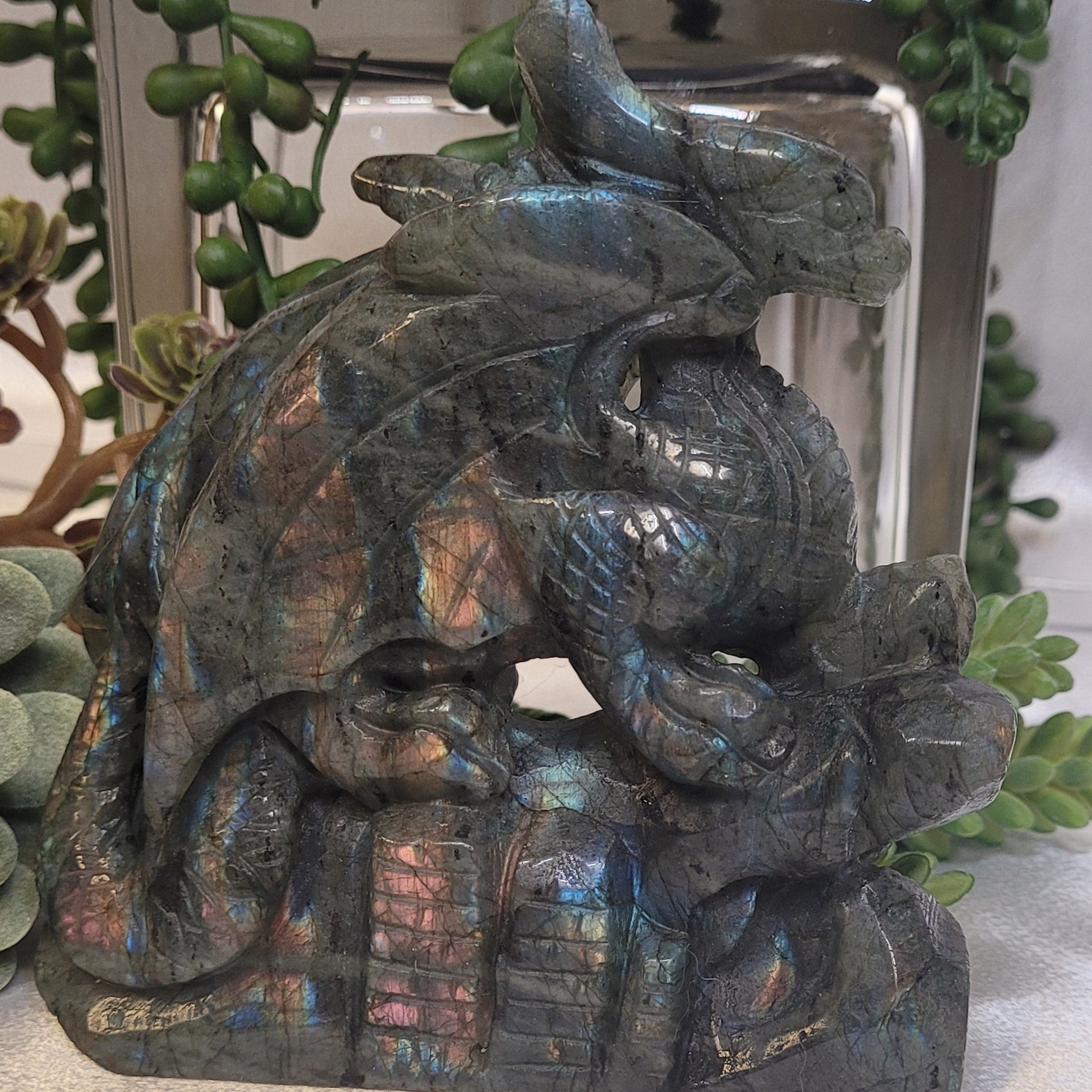 Labradorite Dragon Carving