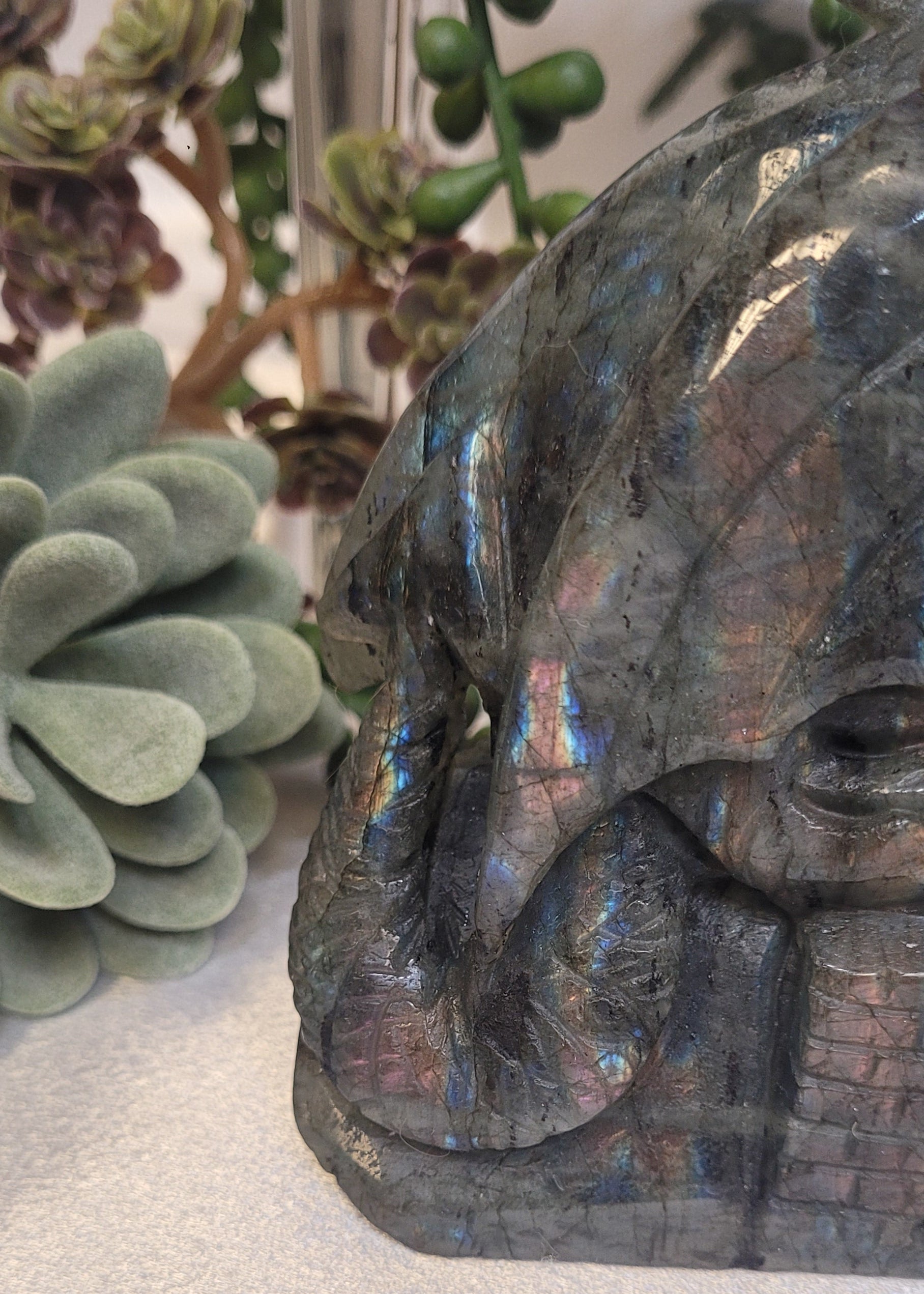 Labradorite Dragon Carving