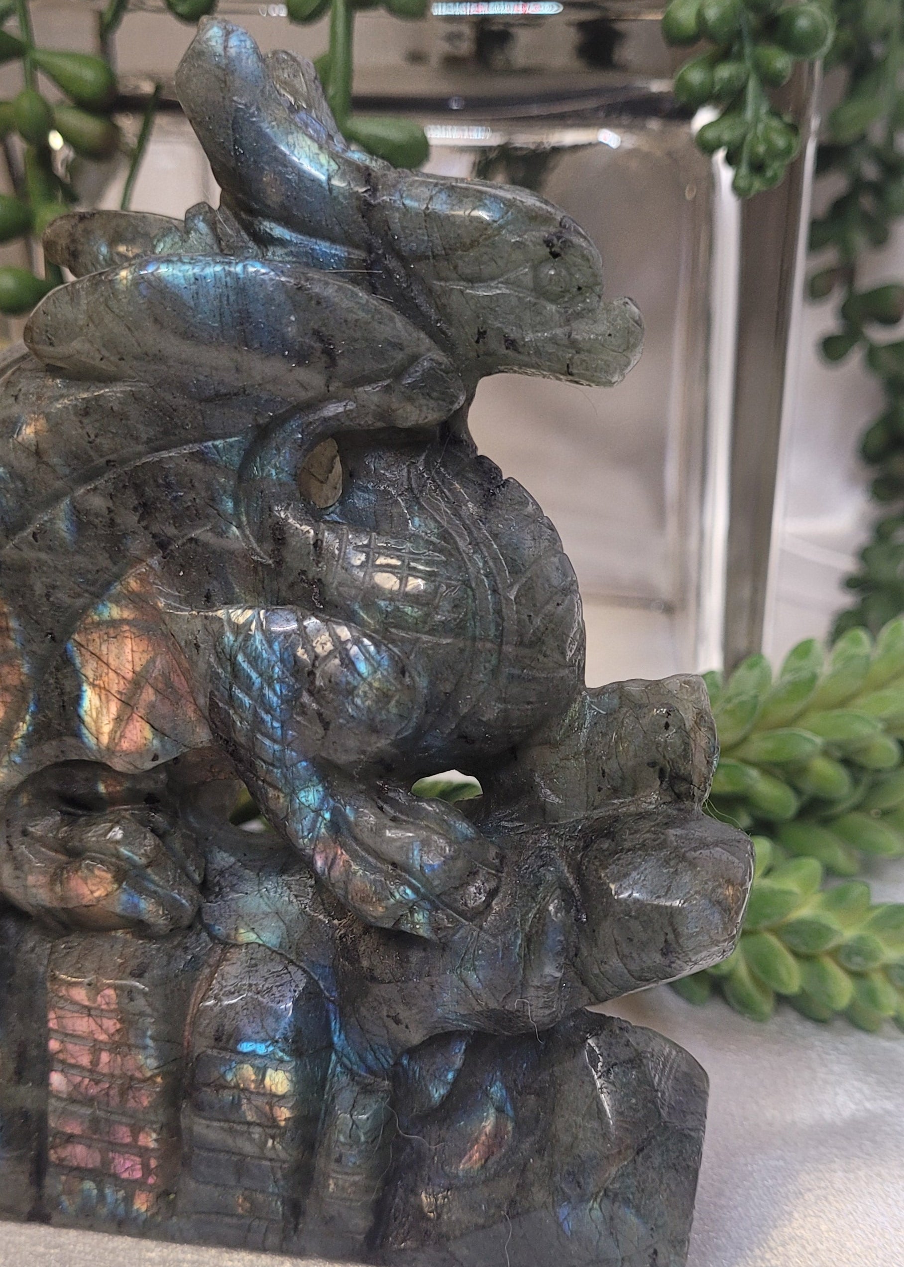 Labradorite Dragon Carving