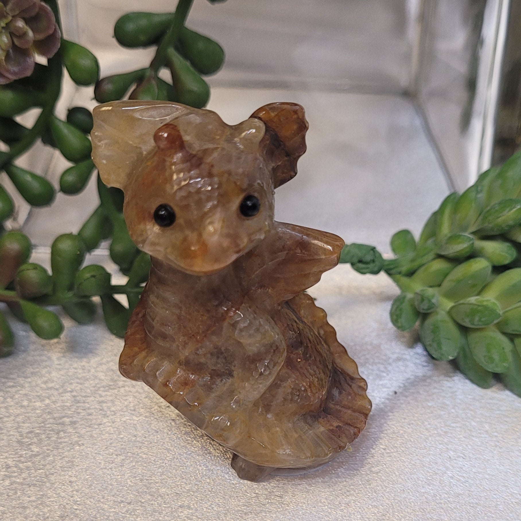 Fire Quartz Baby Dragon Carving