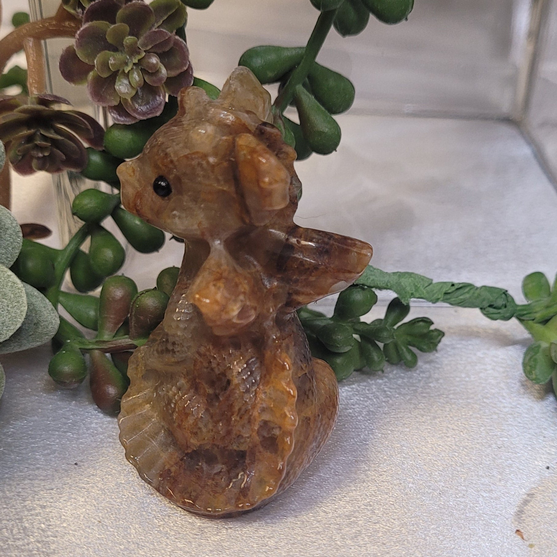 Fire Quartz Baby Dragon Carving