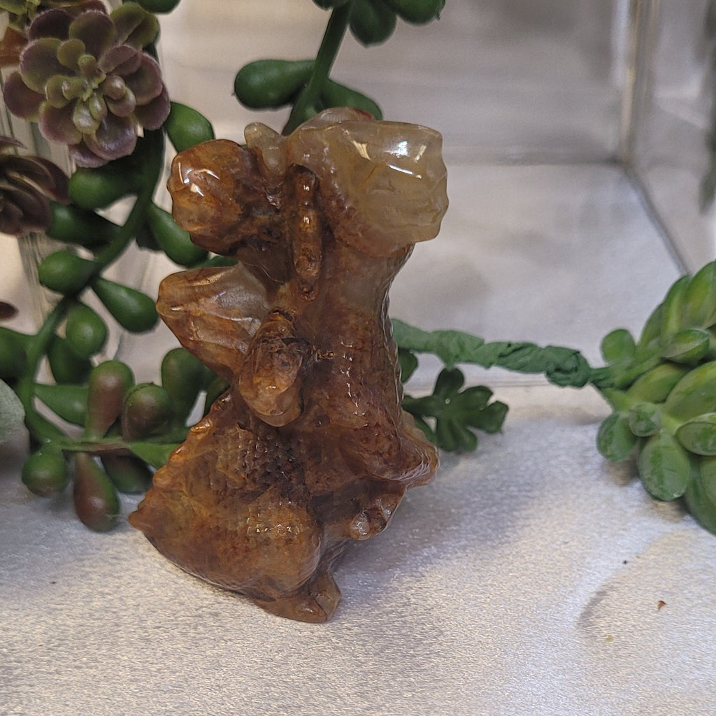 Fire Quartz Baby Dragon Carving
