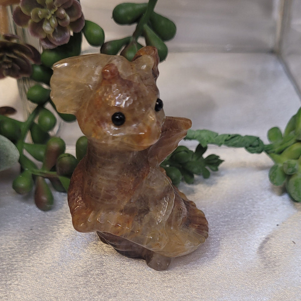 Fire Quartz Baby Dragon Carving