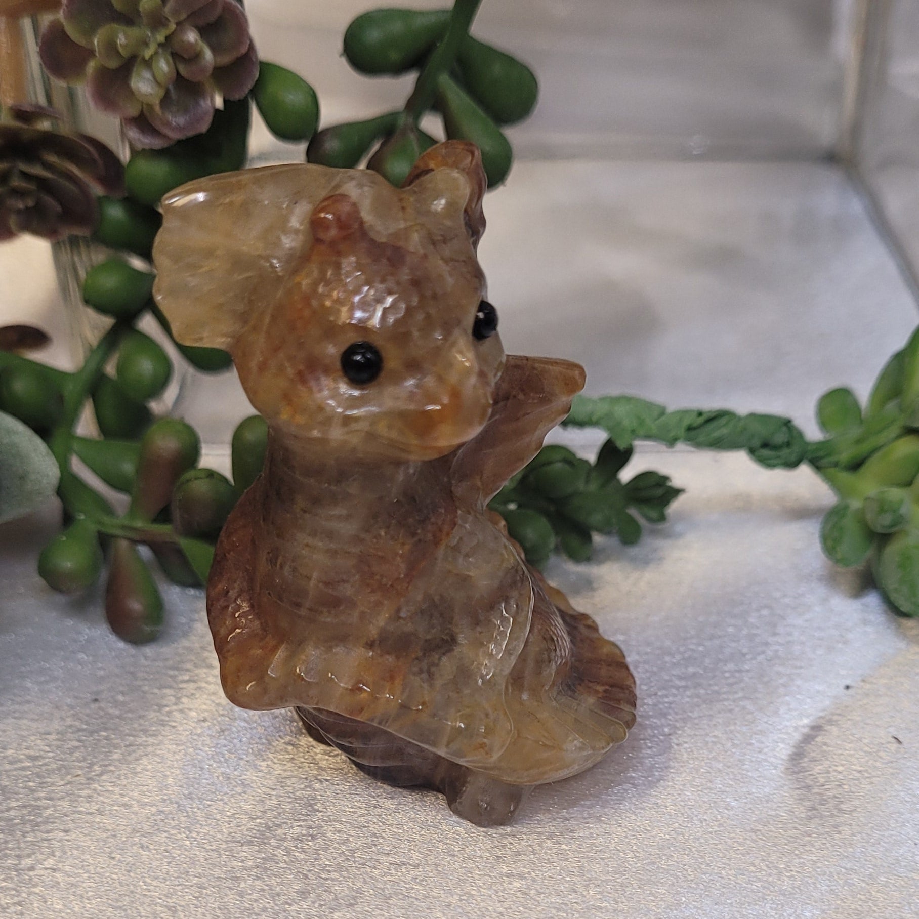 Fire Quartz Baby Dragon Carving