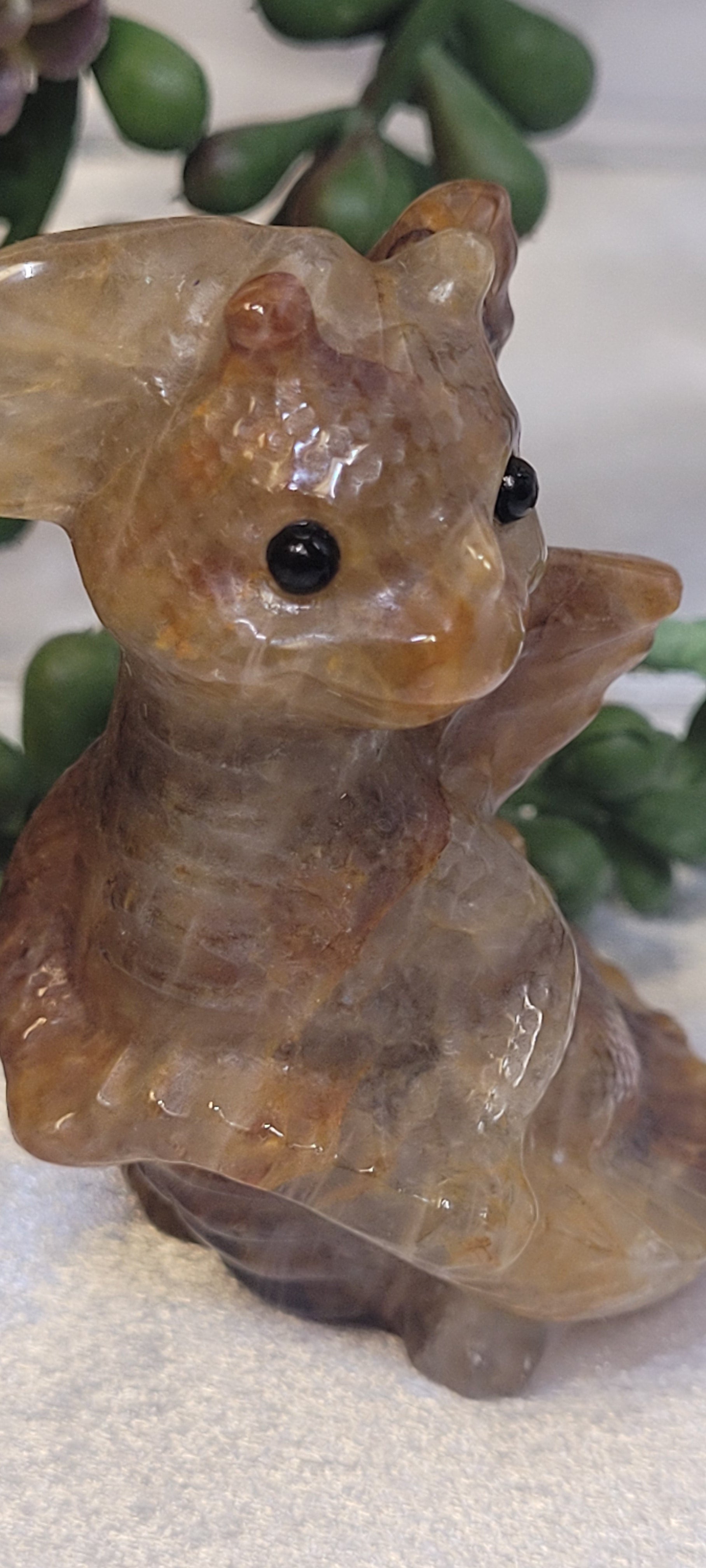 Fire Quartz Baby Dragon Carving