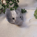 Agate  Gray Banded  Wolf Carving with Druzy • Crystal Wolf