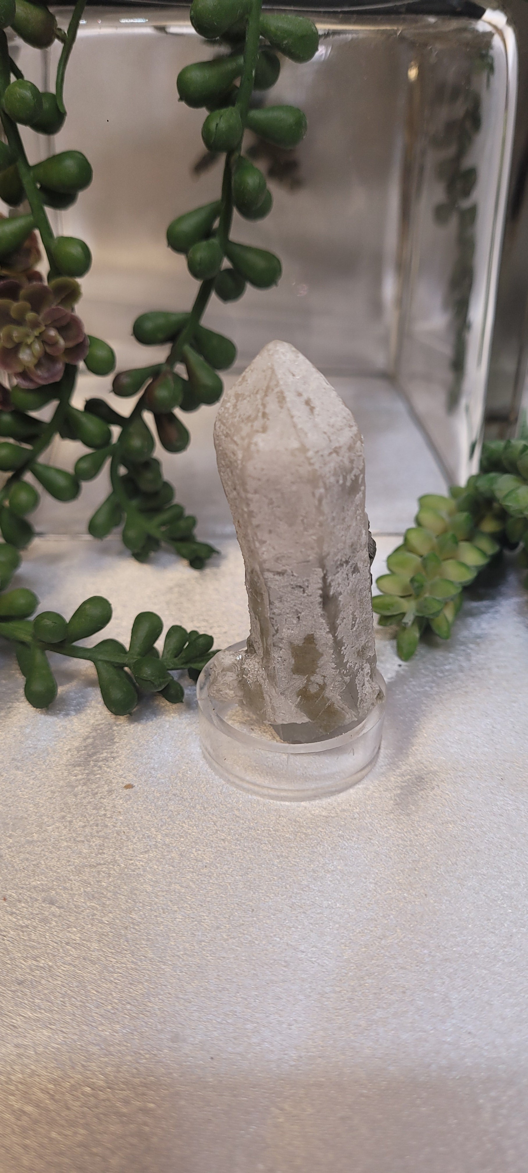 Candle Quartz with Galena Crystal Growth • Raw Quartz Specimen • 47g