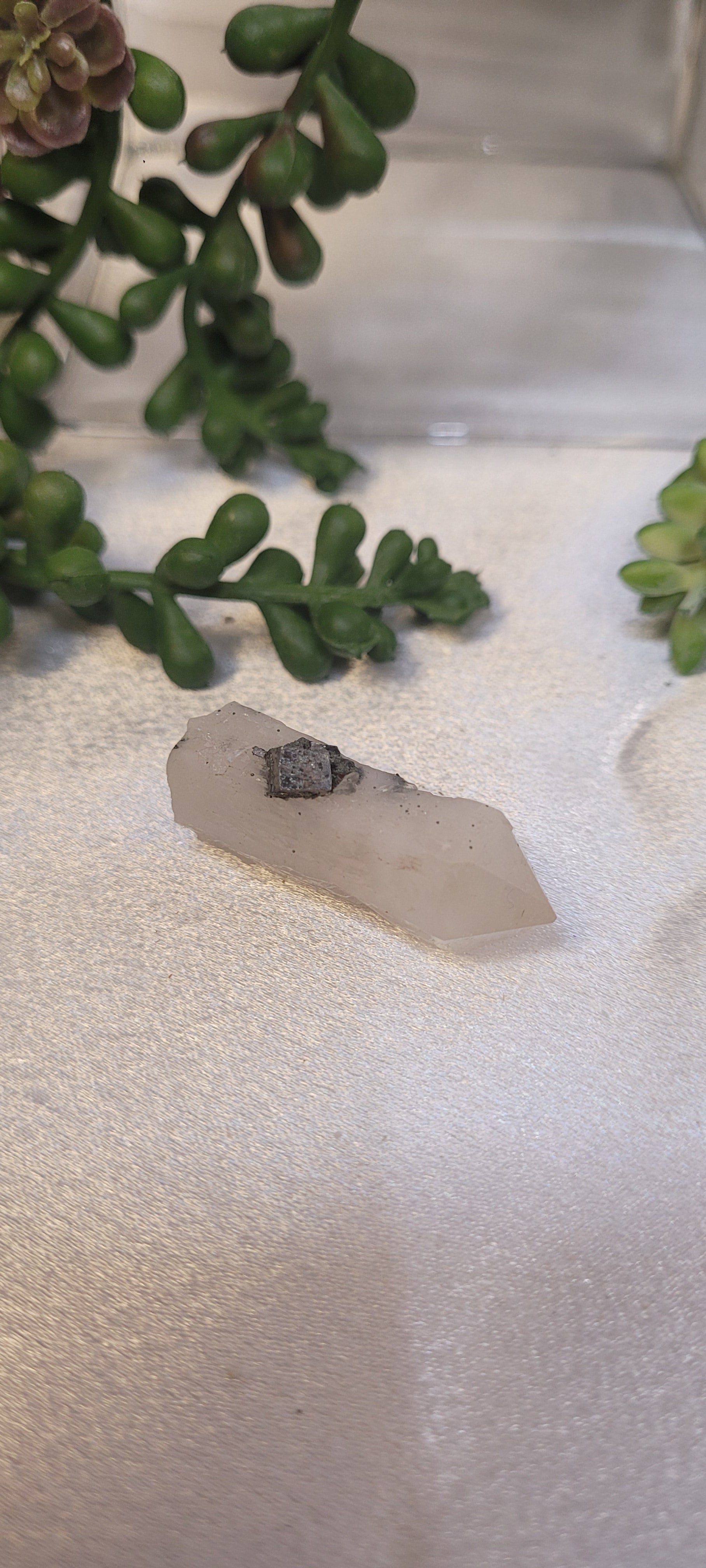 Candle Quartz with Galena • Mini Raw Quartz Crystal Point • 12g