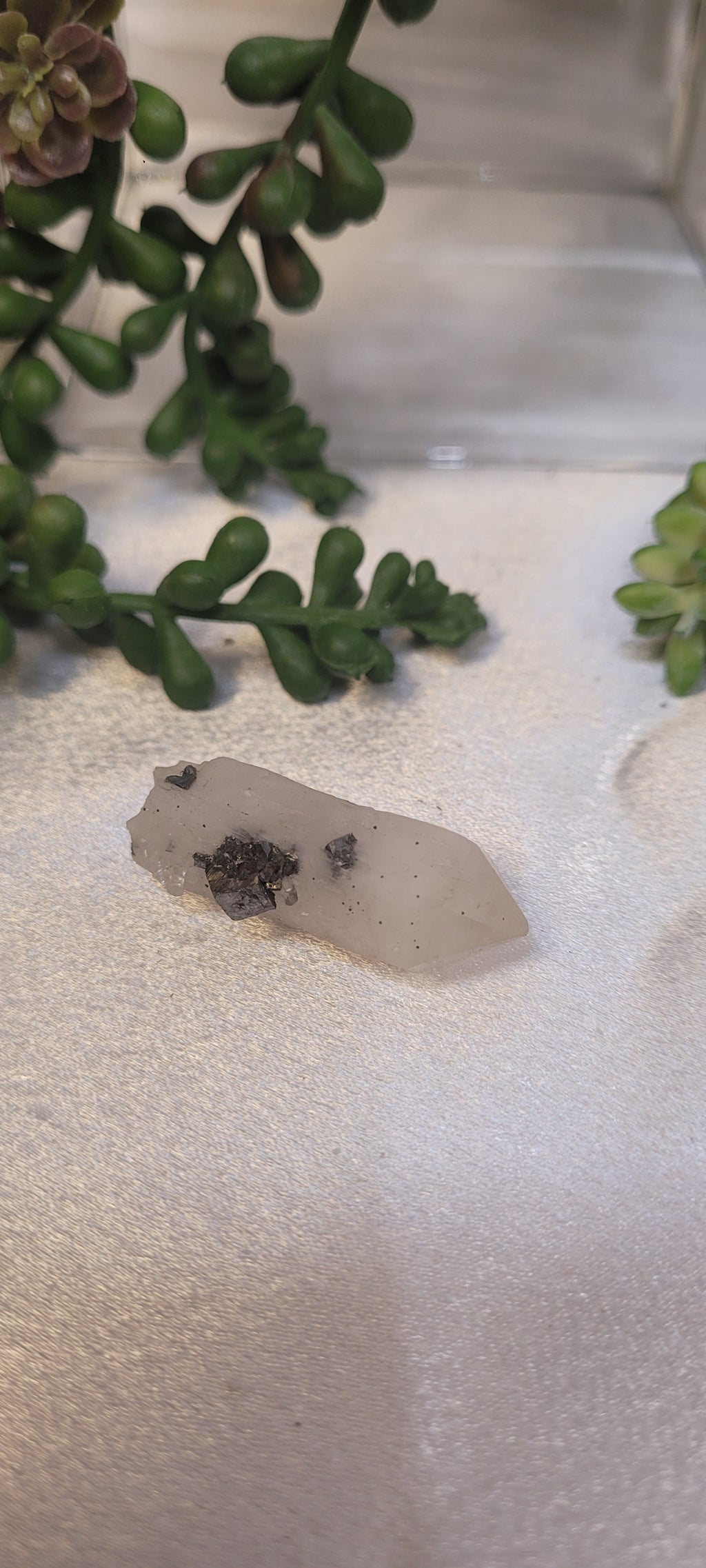 Candle Quartz with Galena • Mini Raw Quartz Crystal Point • 12g