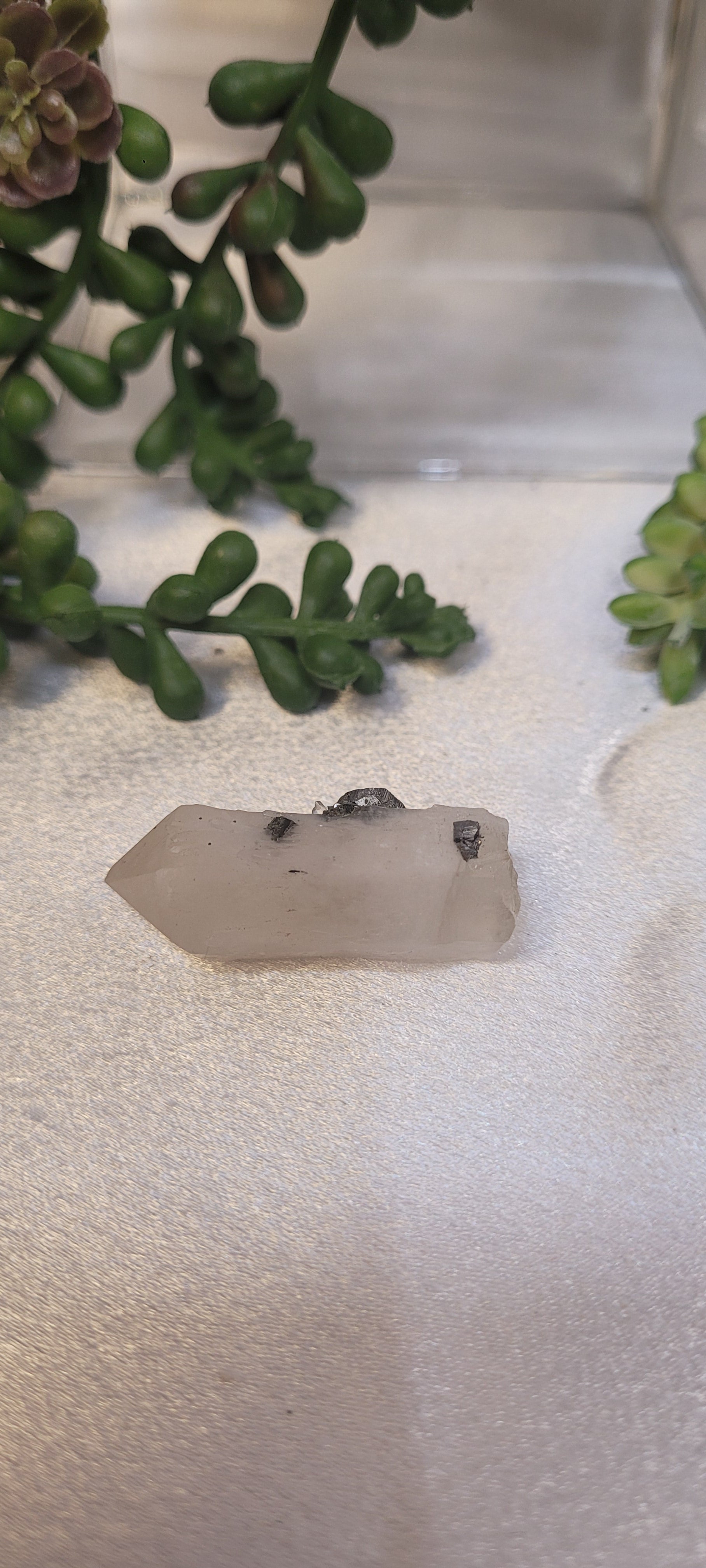 Candle Quartz with Galena • Mini Raw Quartz Crystal Point • 12g