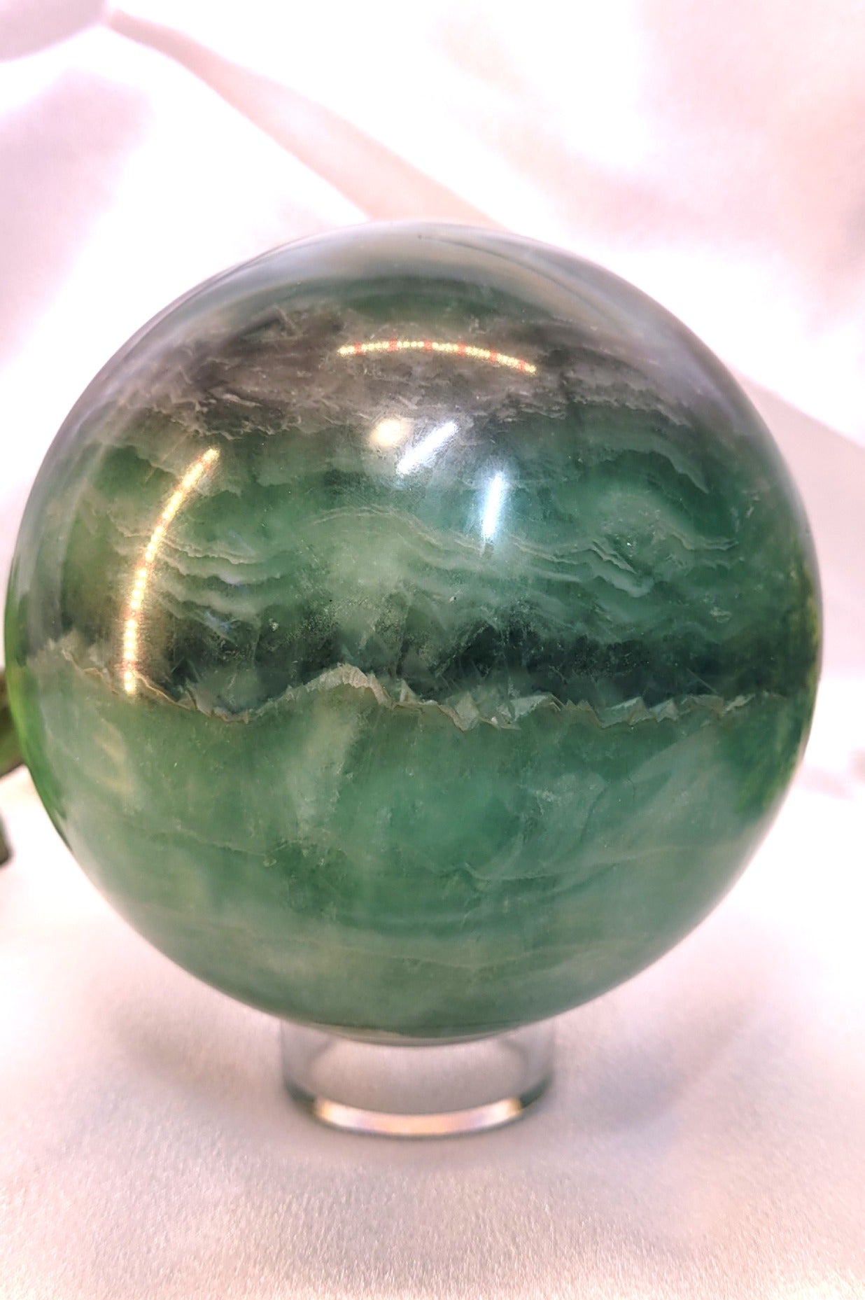 Large Green Fluorite Crystal Sphere
