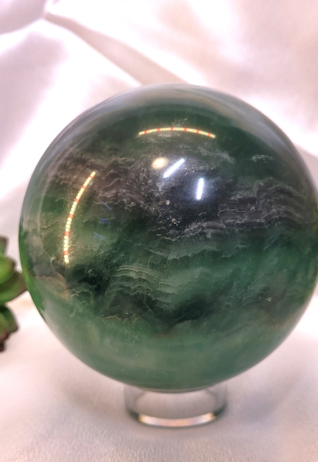 Large Green Fluorite Crystal Sphere