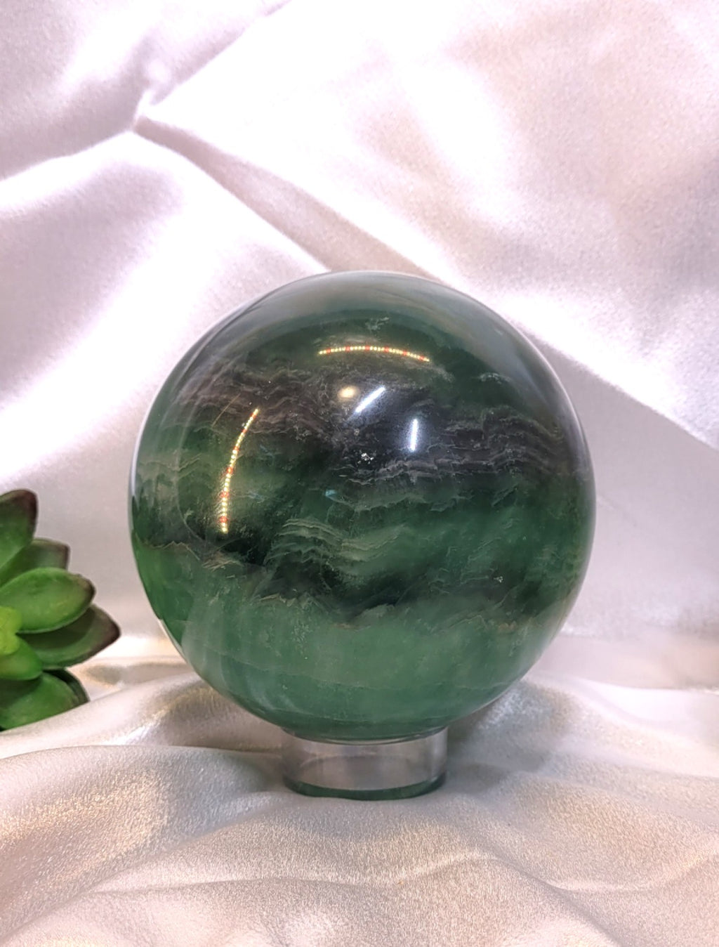 Large Green Fluorite Crystal Sphere