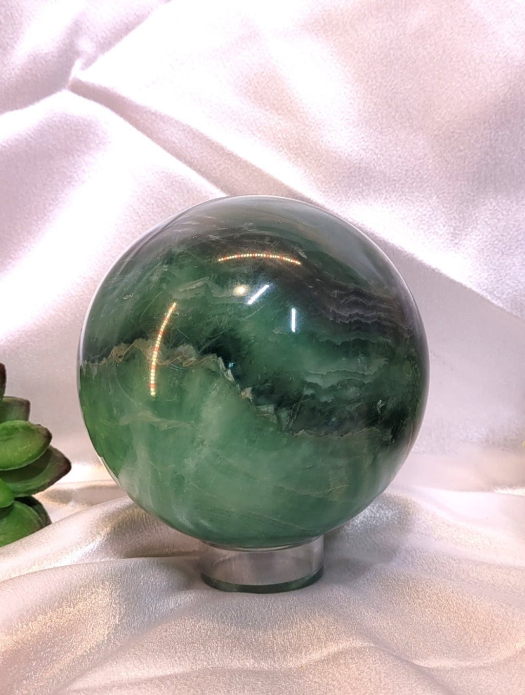 Large Green Fluorite Crystal Sphere