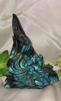 Labradorite Nine-Tailed Fox Carving ~Celestial Flame
