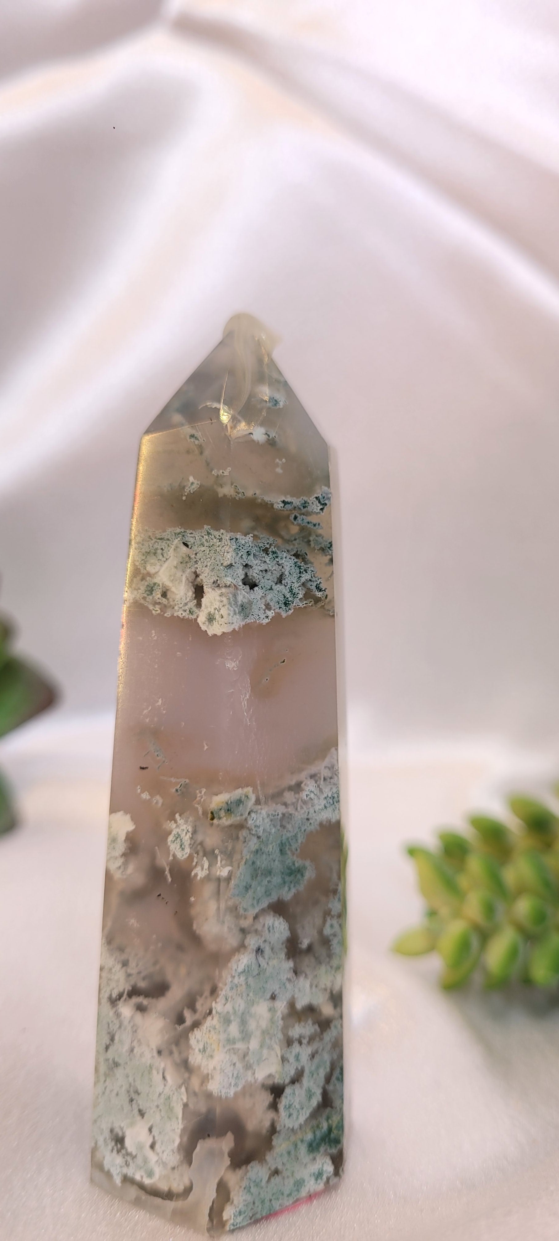 Moss Agate Dreamscape Tower