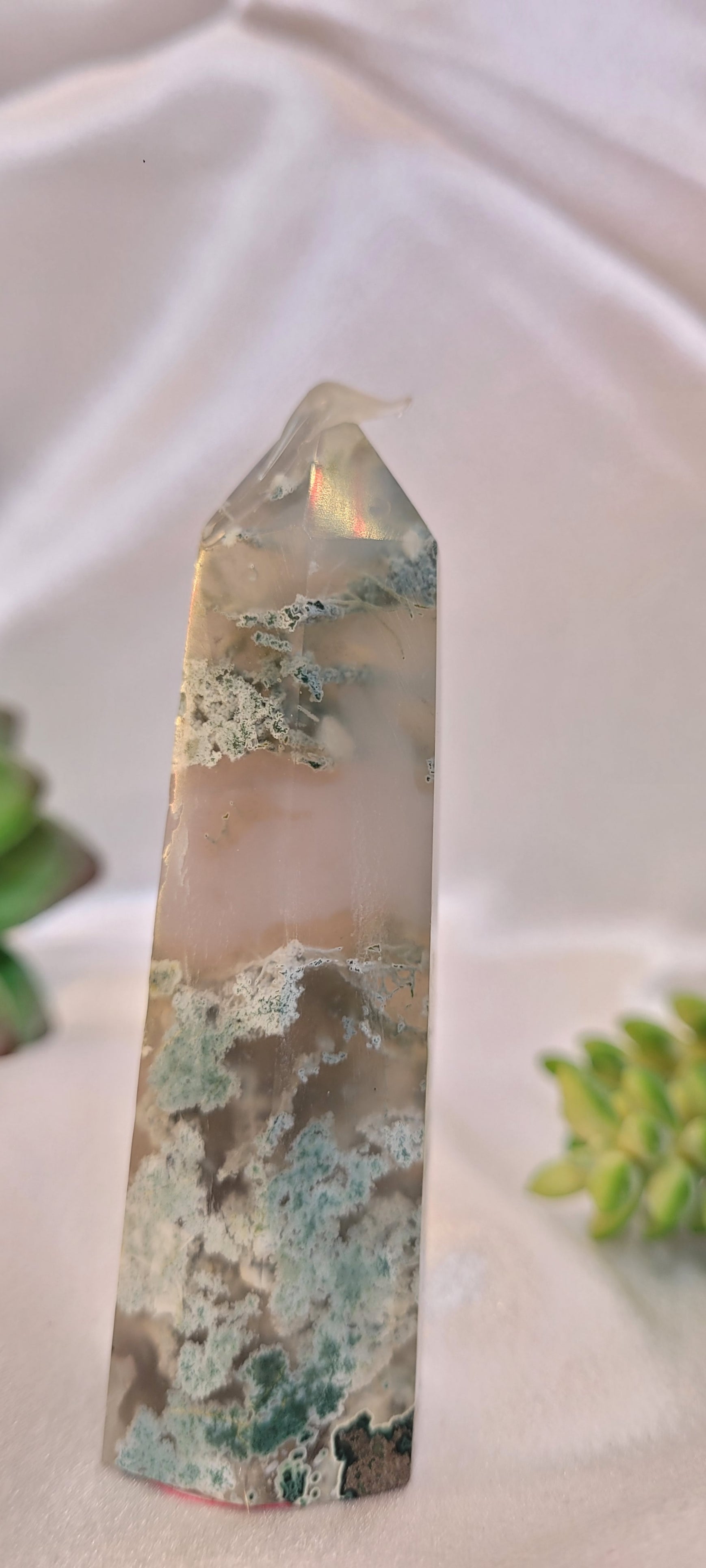 Moss Agate Dreamscape Tower