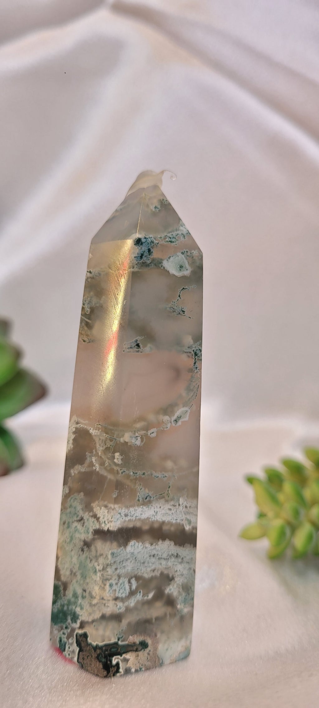 Moss Agate Dreamscape Tower