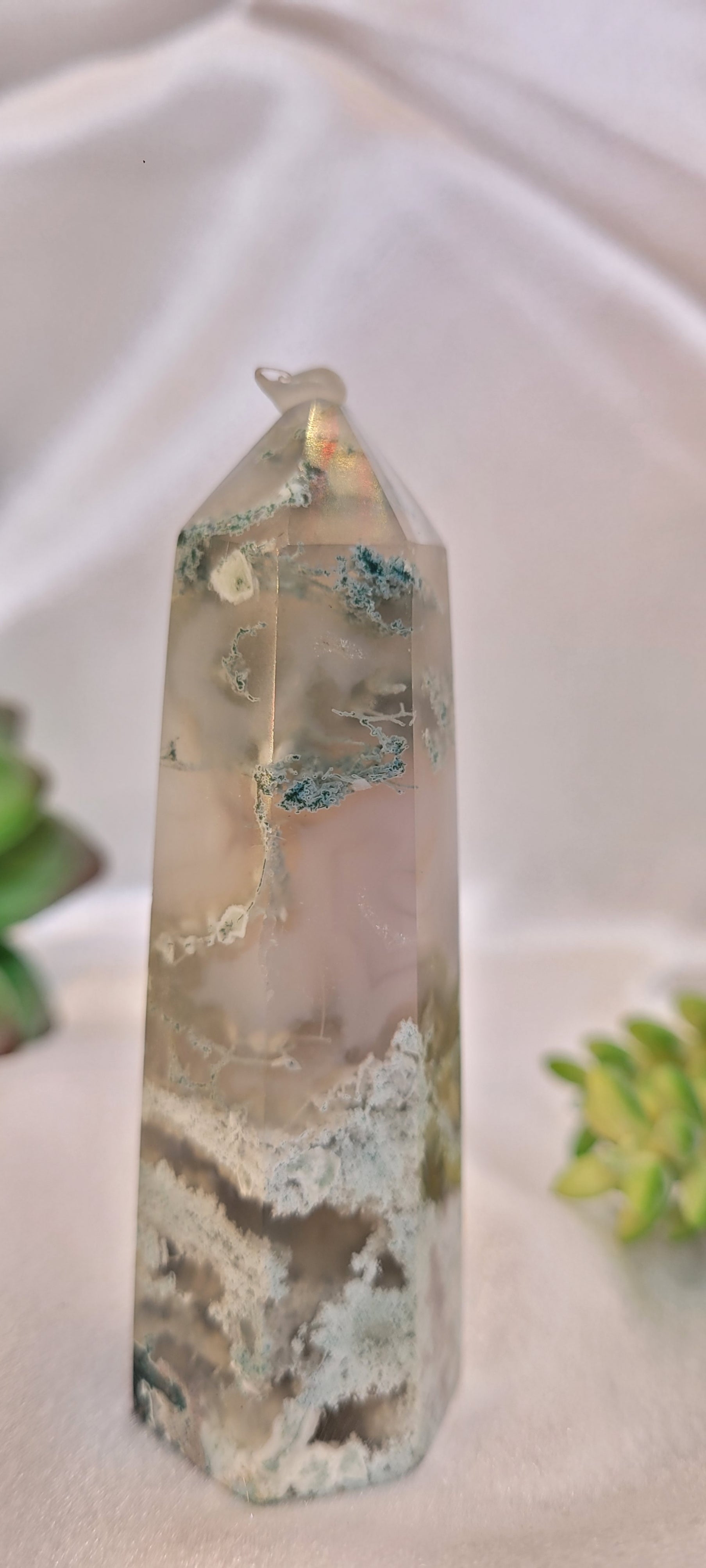 Moss Agate Dreamscape Tower