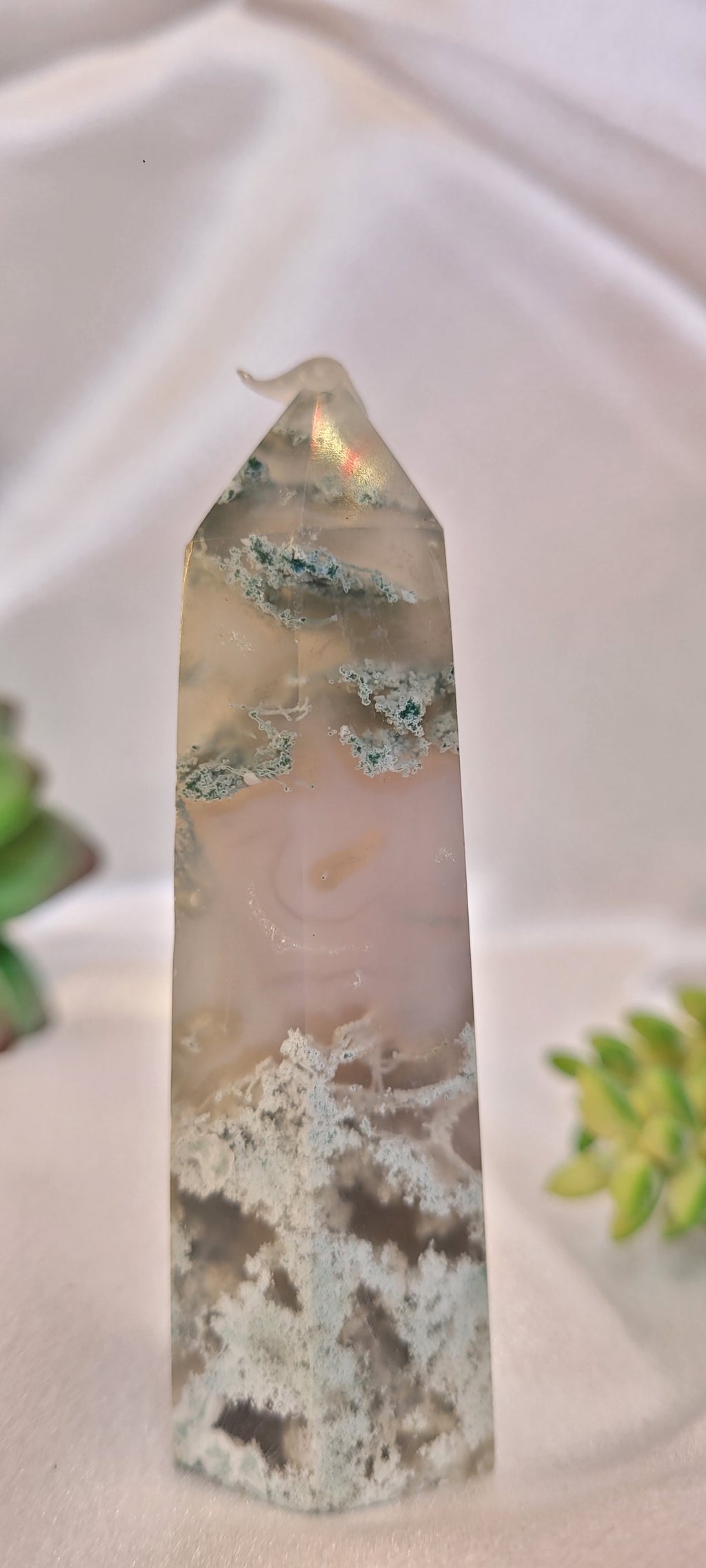 Moss Agate Dreamscape Tower