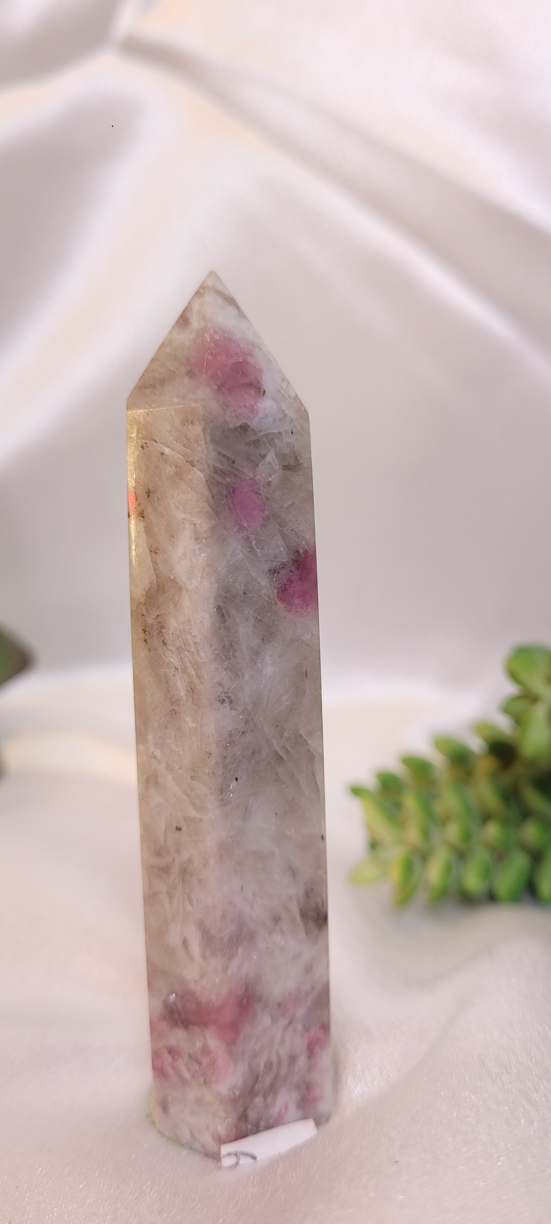 Pink Rubellite Tourmaline in Quartz Crystal Tower