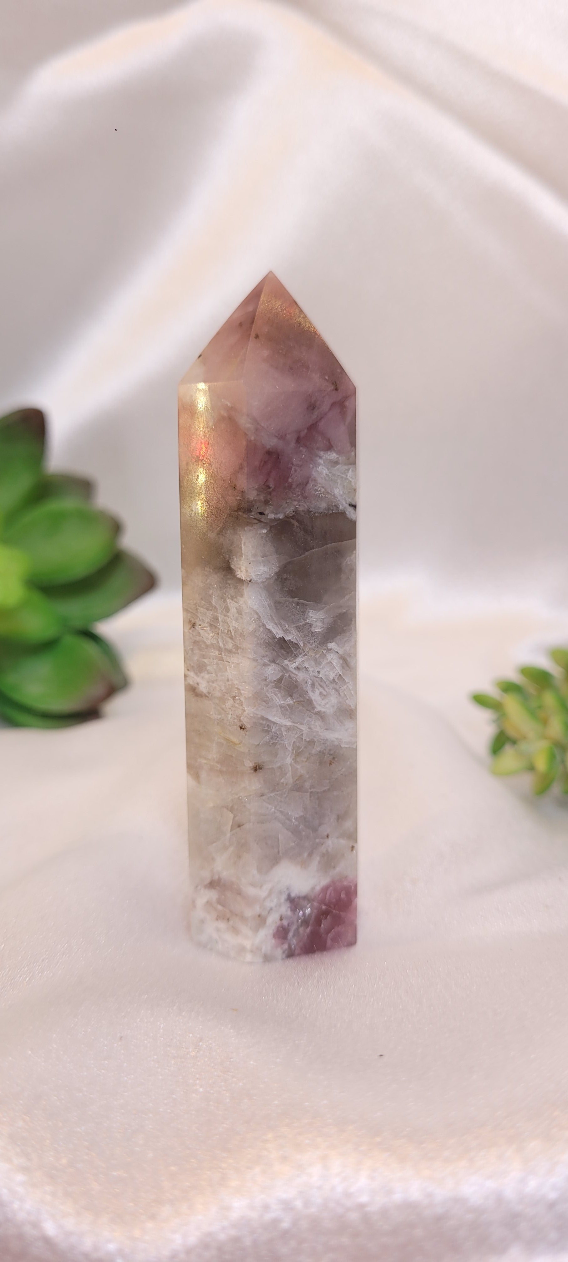 Pink Rubellite Tourmaline in Quartz Tower – 83g