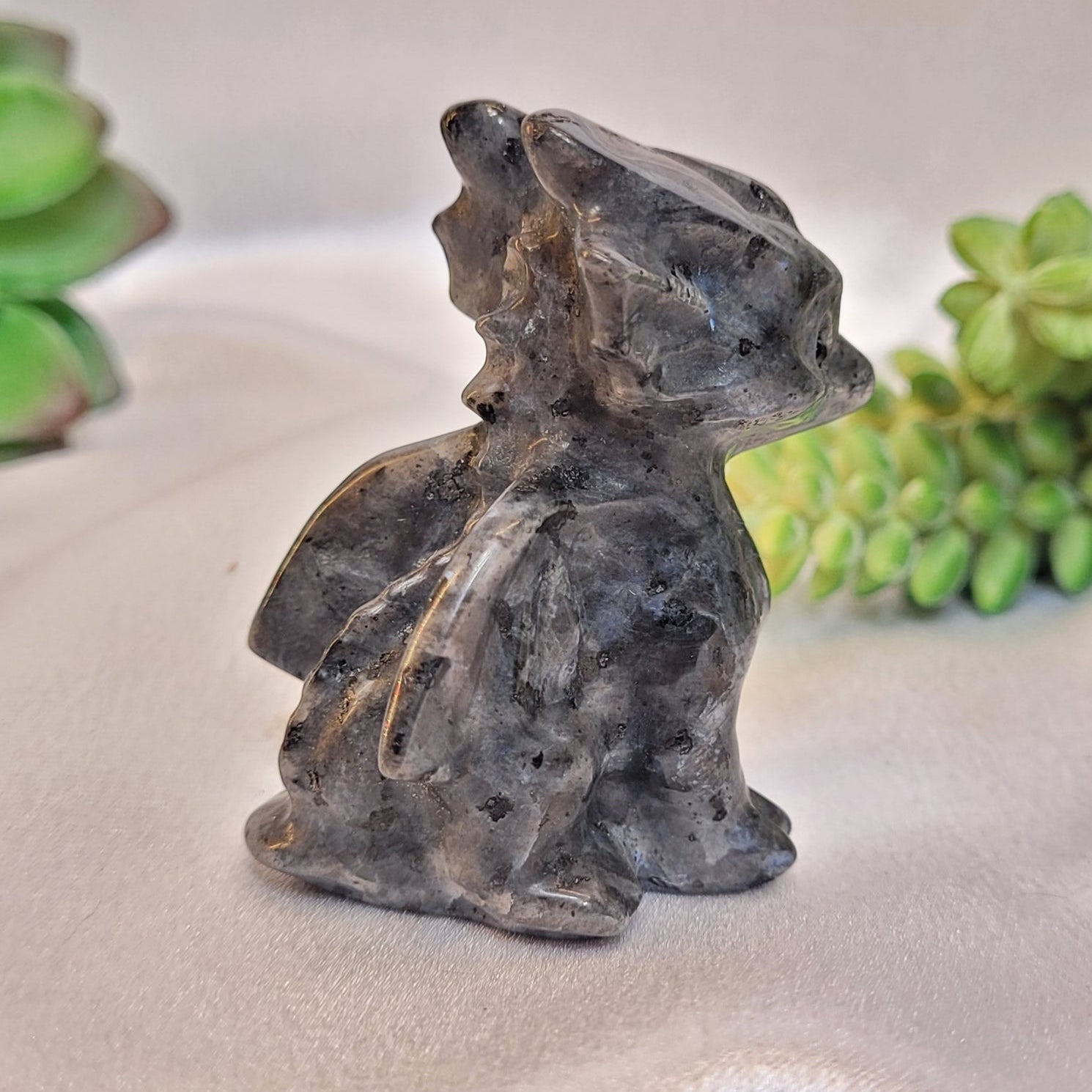 Larvikite Baby Dragon Carving