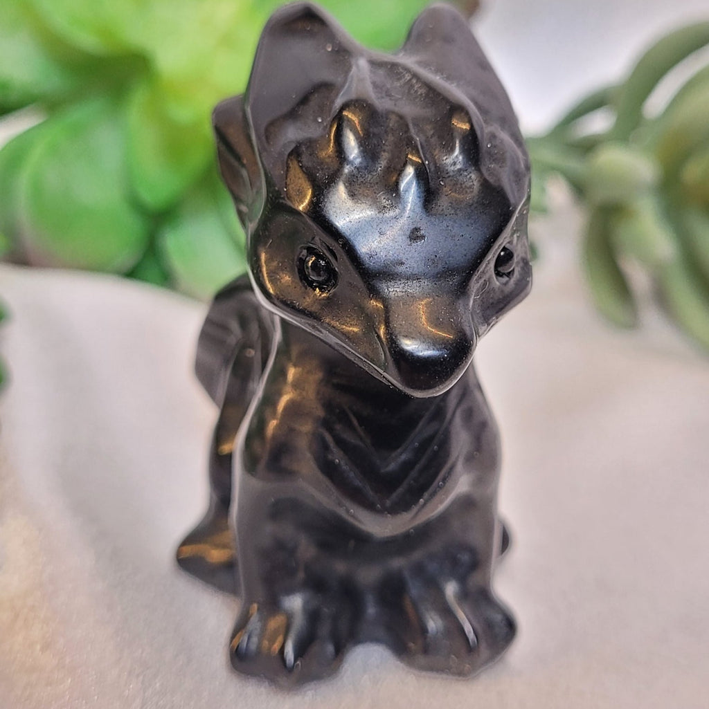 Obsidian Baby Dragon Carving
