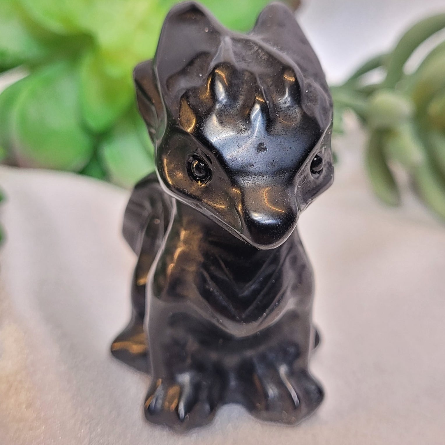 Obsidian Baby Dragon Carving