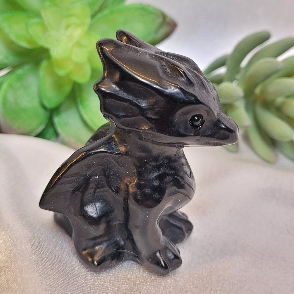 Obsidian Baby Dragon Carving